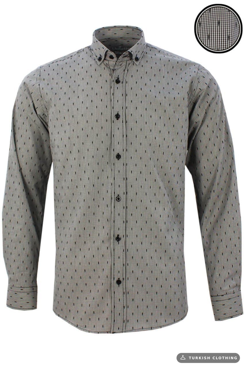 Varetta Men's Black Collar Buttoned Slim Fit Epaulette Long Sleeve Shirt – wholesale Shirts by Varetta, Turkish clothing