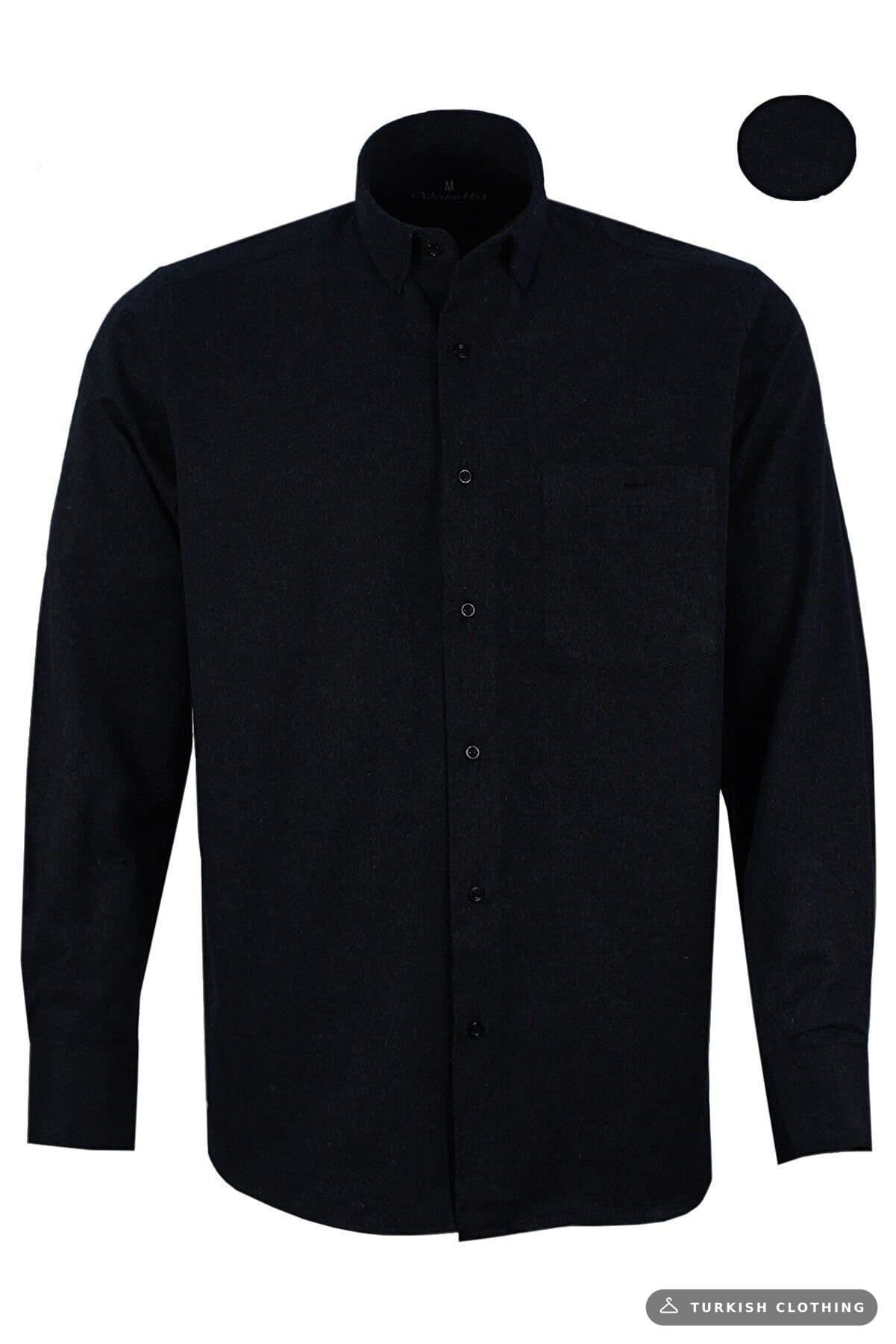 Varetta Men's Black Long Sleeve Single Pocket Solid Color Winter Shirt – wholesale Shirts by Varetta, Turkish clothing