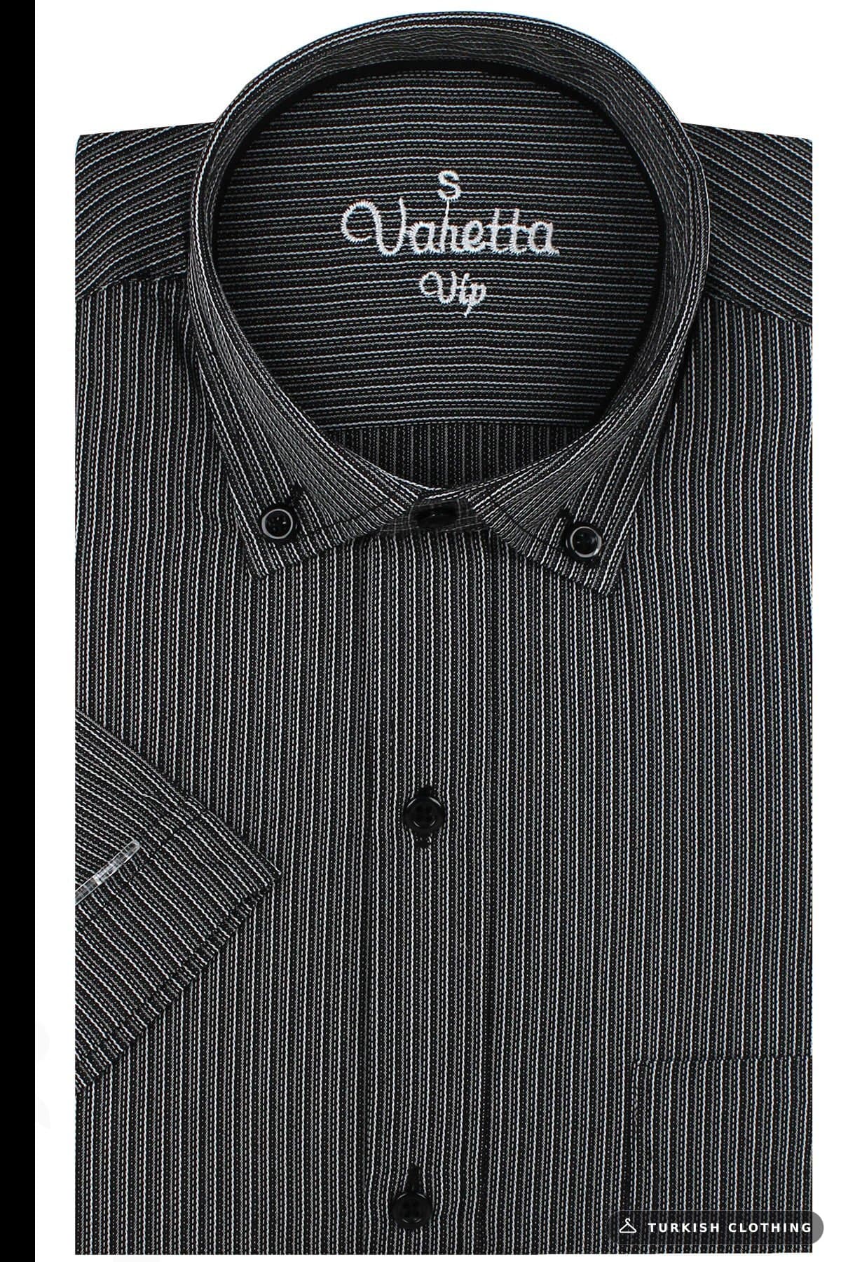 Varetta Men's Black Short Sleeve Pocket Wide Cut Cotton Summer Checkered Shirt – wholesale Shirts by Varetta, Turkish