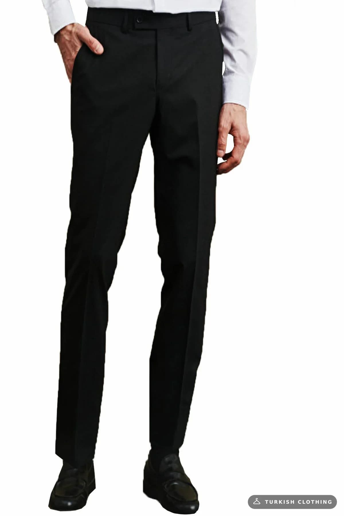 Varetta Men's Black Slim Fit Cut Polyviscon Fabric Trousers