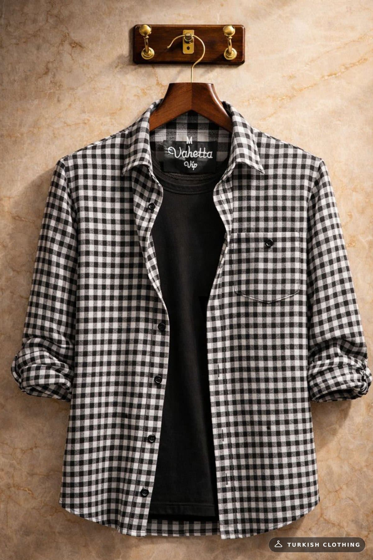 Varetta Men's Black Winter Shirt Checked Classic Cut – wholesale Shirts by Varetta, Turkish clothing manufacturer