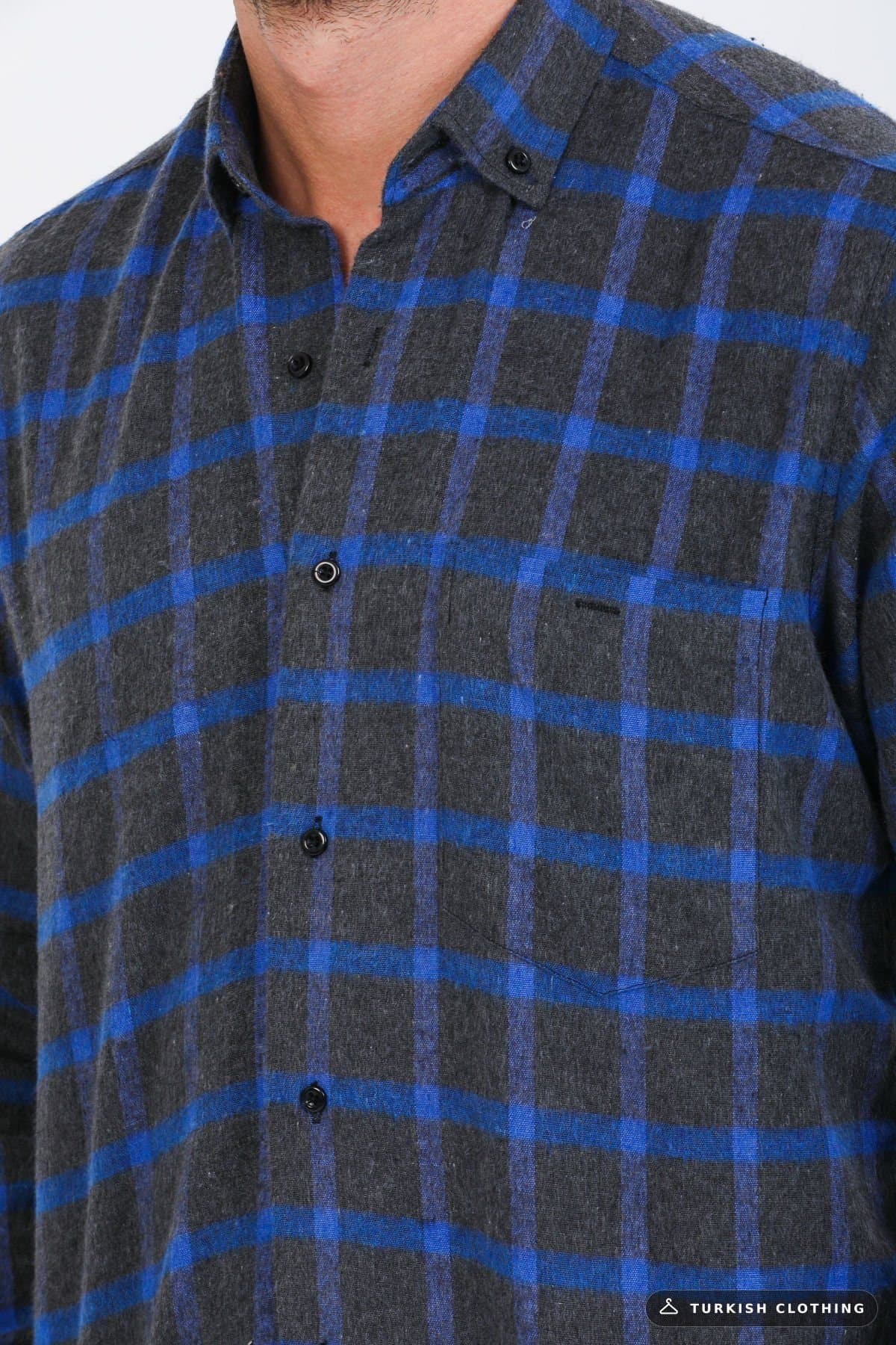 Varetta Men's Black Winter Shirt Checkered Classic Cut Collar Buttoned – wholesale Shirts by Varetta, Turkish clothing