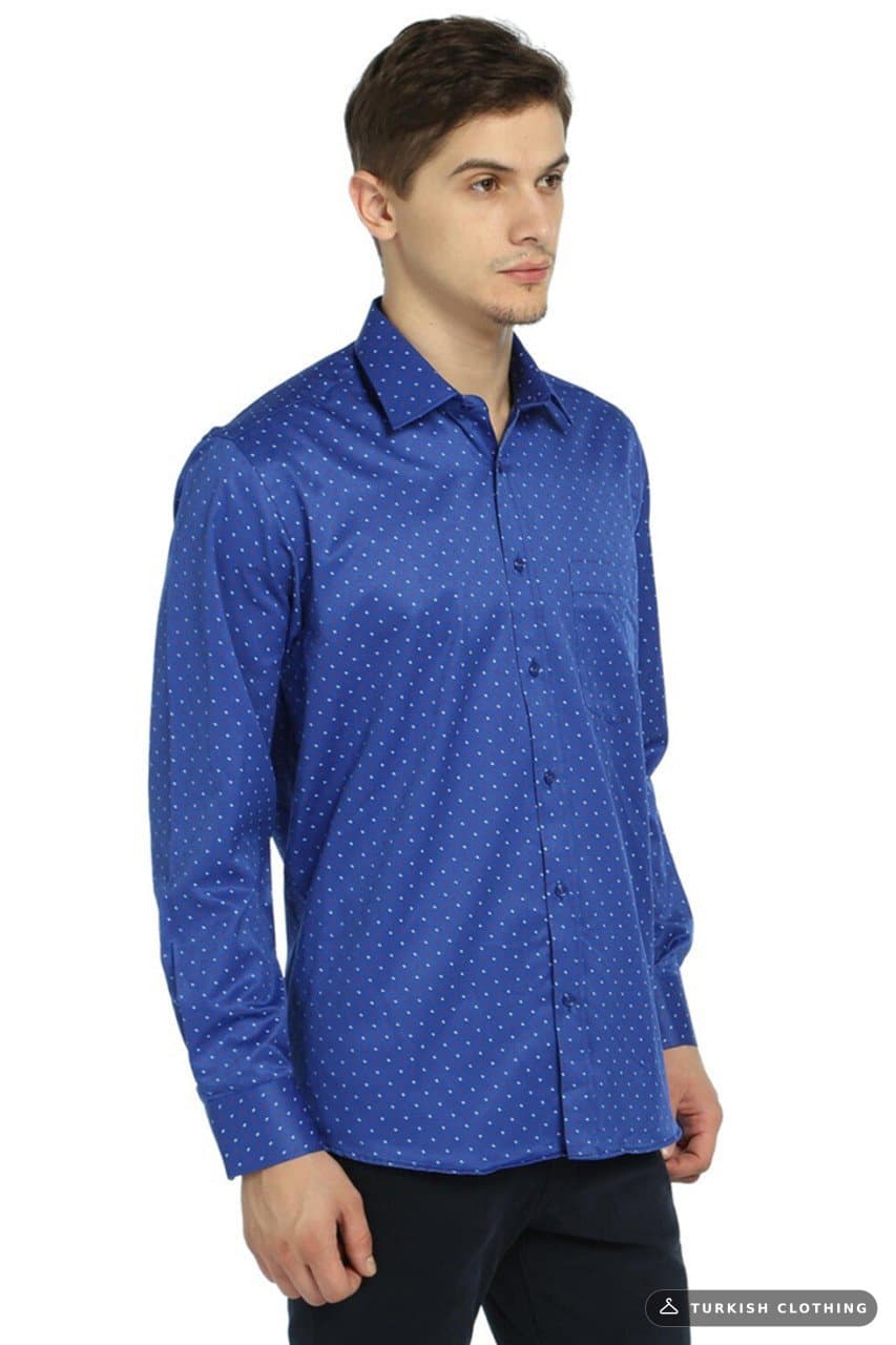 Varetta Men's Blue Digital Printed Collar Buttoned Pocket Long Sleeve Shirt – wholesale Shirts by Varetta, Turkish clothing