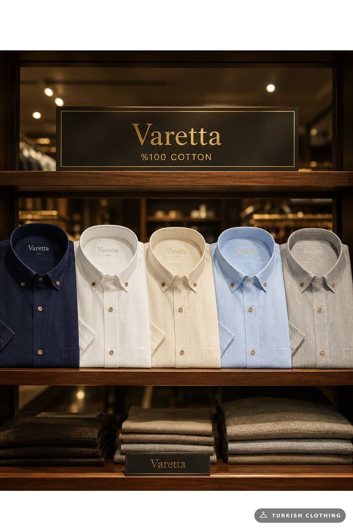 Varetta Men's Blue Linen Shirt Classic Casual Cut Pocket Short Sleeve – wholesale Shirts by Varetta, Turkish clothing