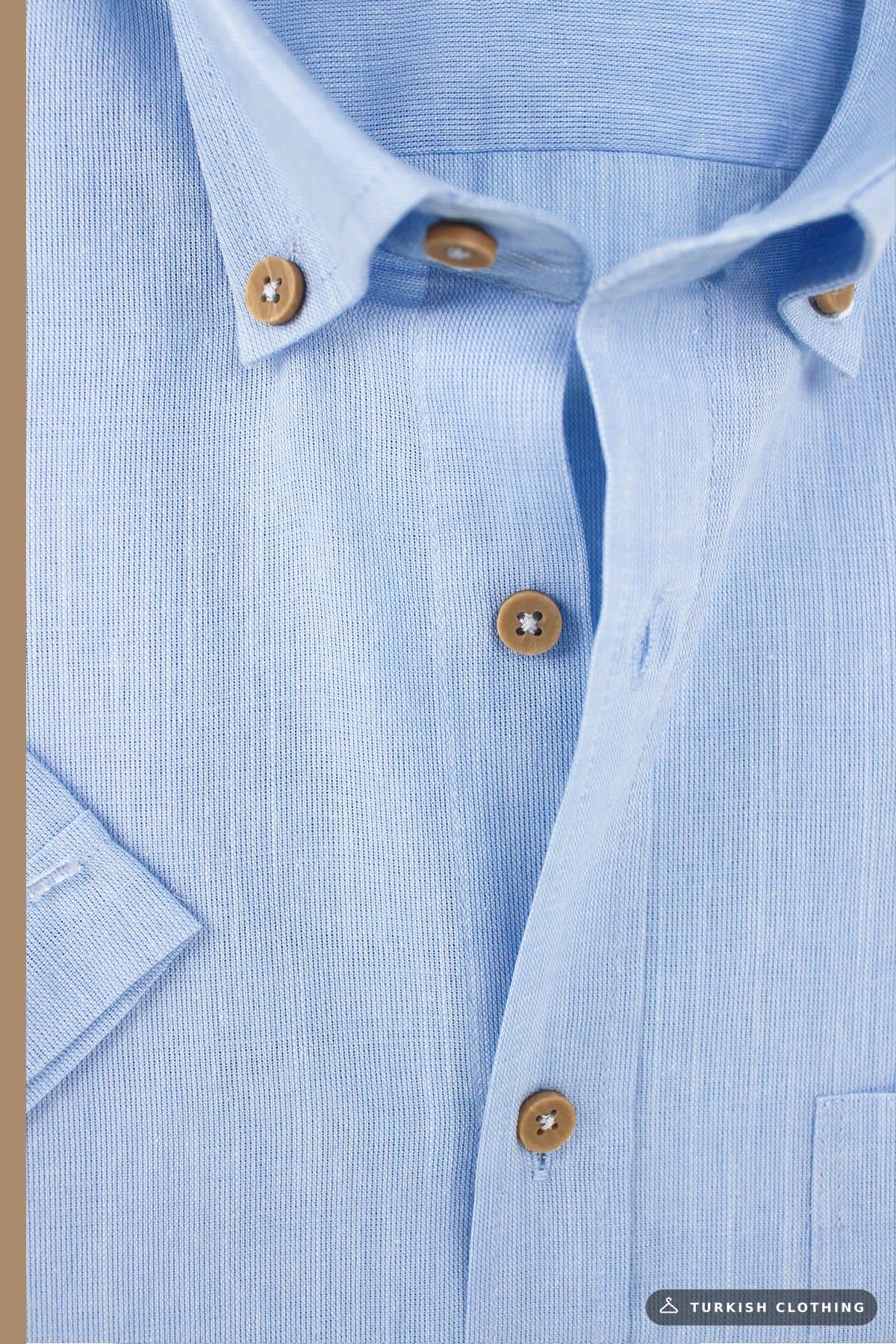 Varetta Men's Blue Linen Short Sleeve Shirt with Pockets – wholesale Shirts by Varetta, Turkish clothing manufacturer