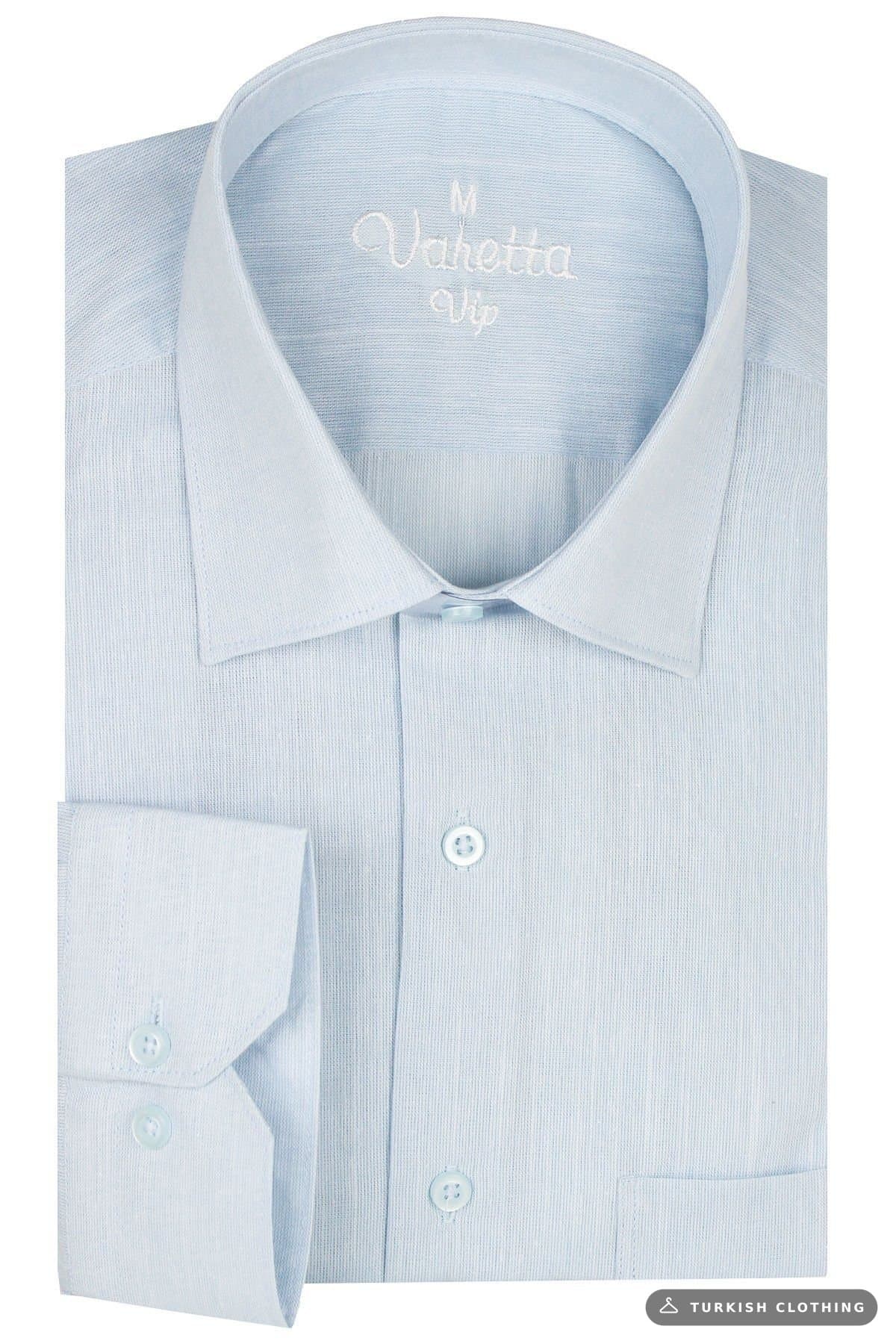 Varetta Men's Blue Long Sleeve Linen Effect Pocket Cotton Shirt (4) – wholesale Shirts by Varetta, Turkish clothing
