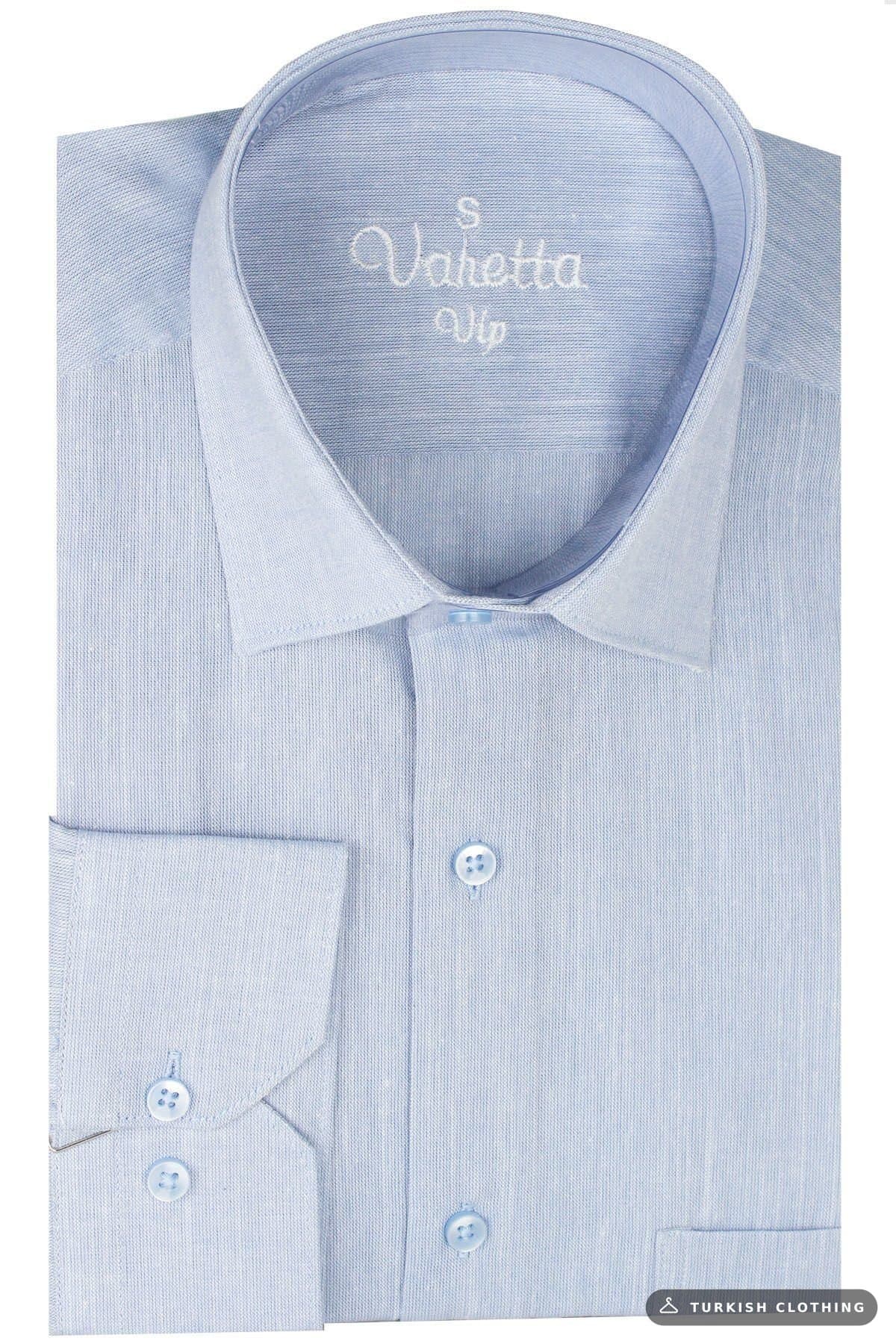 Varetta Men's Blue Long Sleeve Linen Effect Pocket Cotton Shirt (6) – wholesale Shirts by Varetta, Turkish clothing