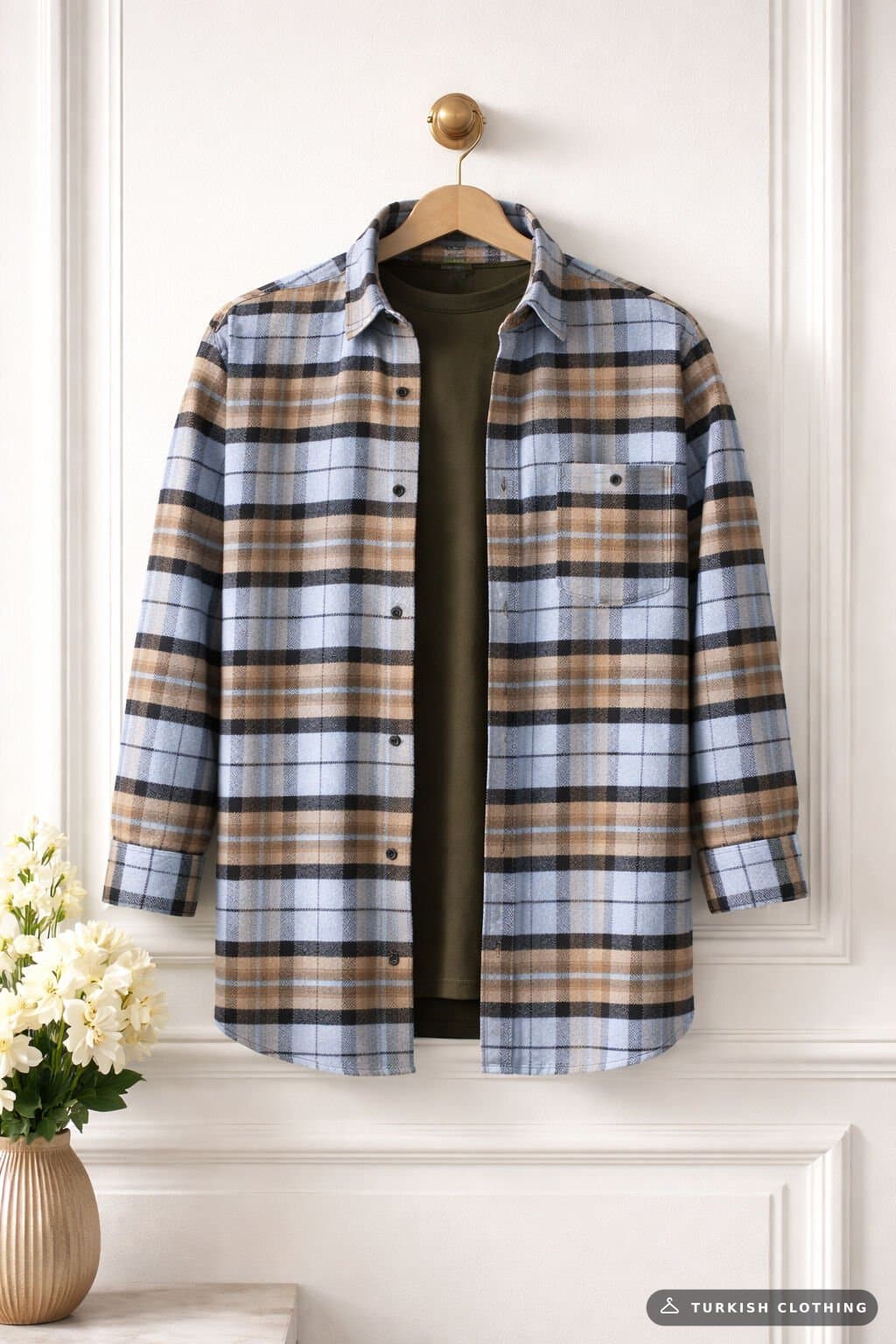 Varetta Men's Blue Lumberjack Shirt Checkered Classic Cut with Pockets – wholesale Shirts by Varetta, Turkish clothing