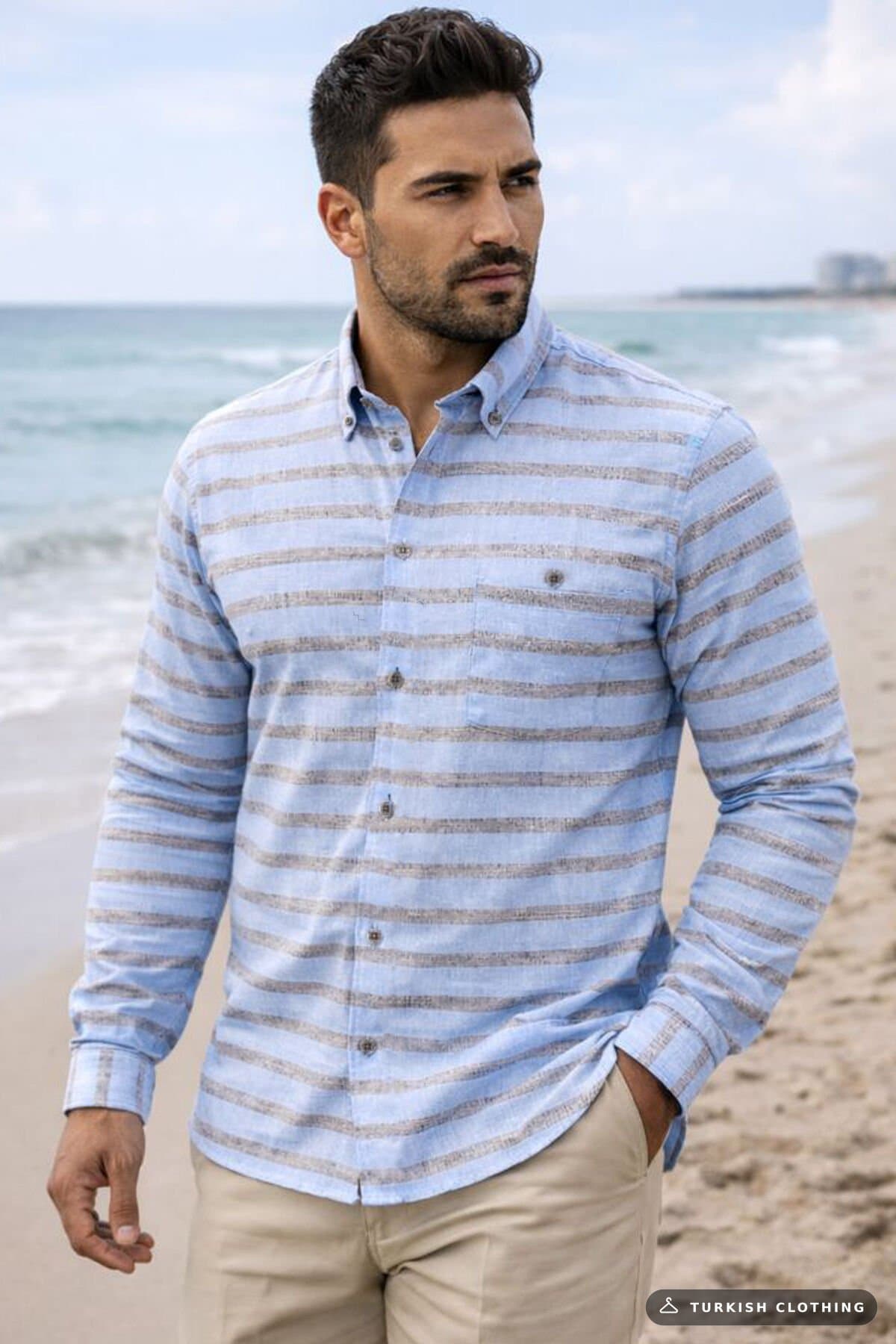 Varetta Men's Blue Shirt Striped Cotton – wholesale Shirts by Varetta, Turkish clothing manufacturer