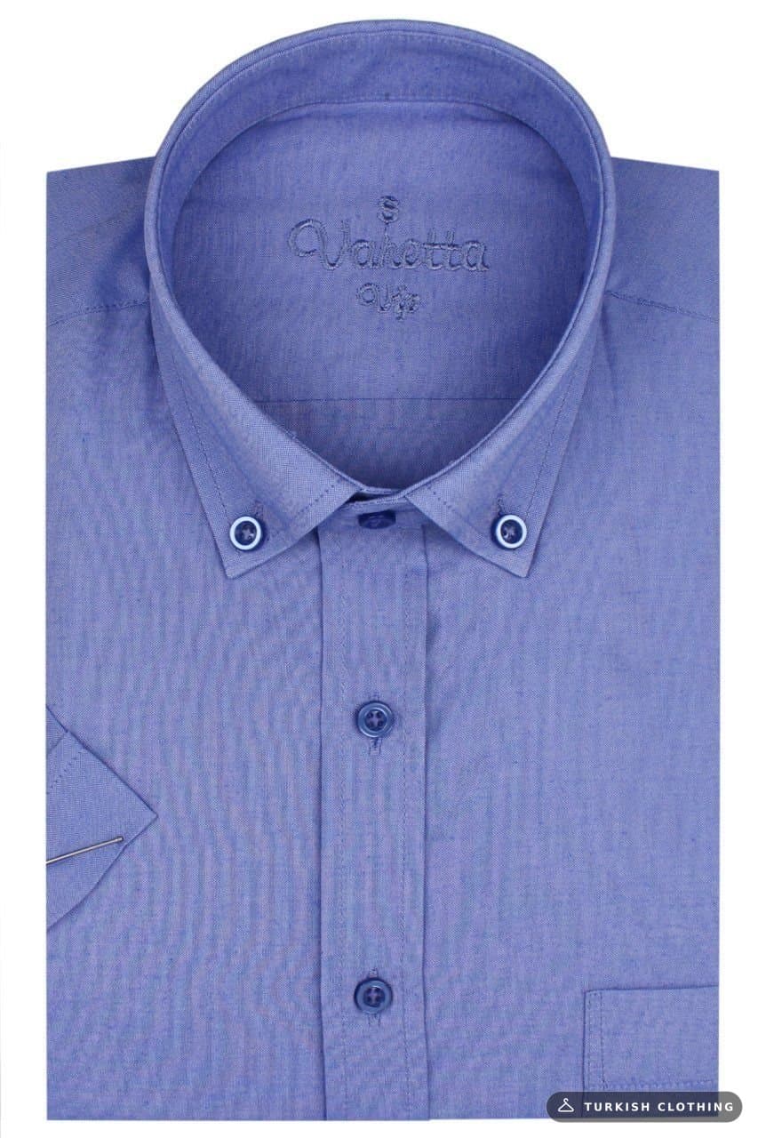 Varetta Men's Blue Short Sleeve Plus Size Cotton Shirt – wholesale Shirts by Varetta, Turkish clothing manufacturer