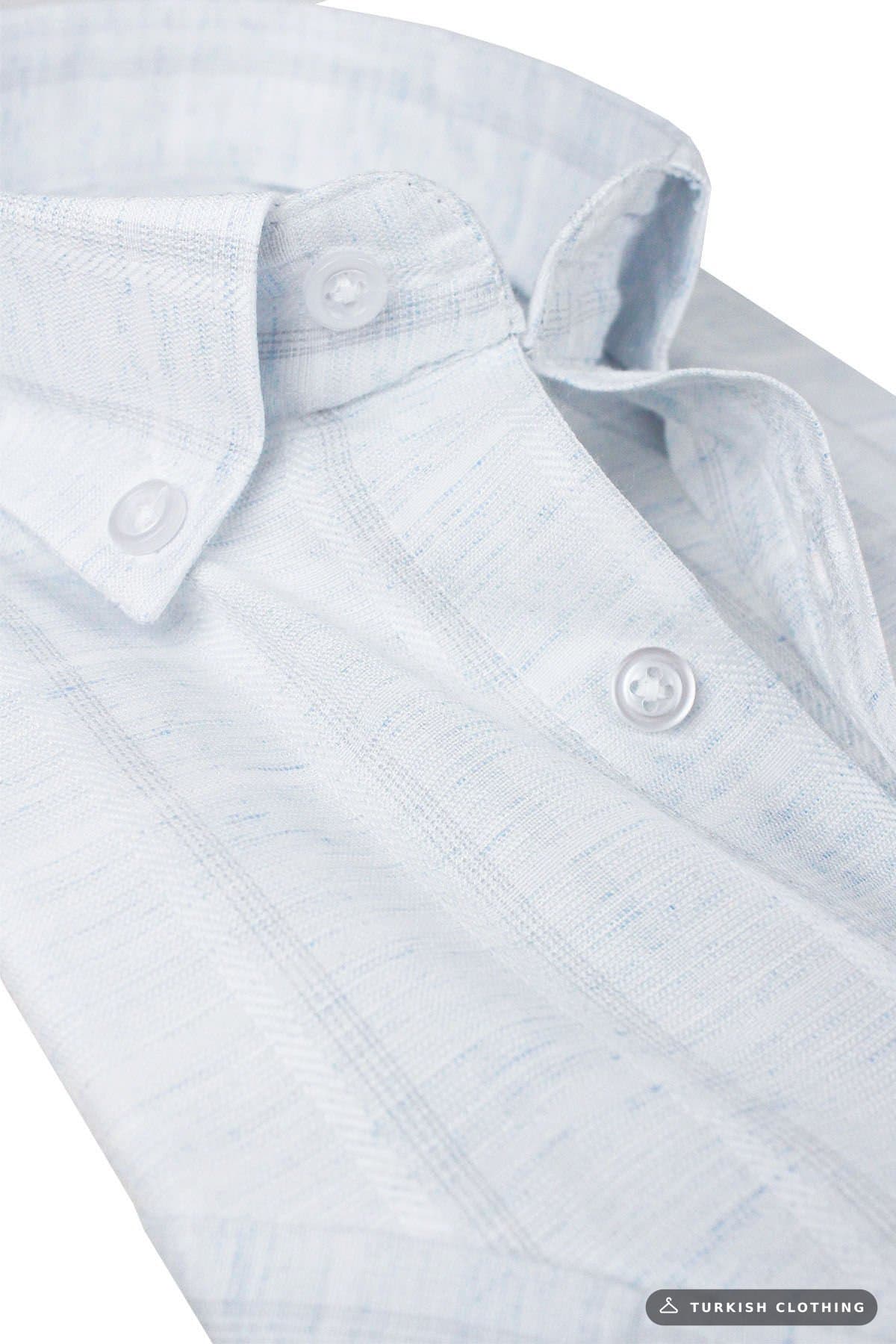 Varetta Men's Blue Short Sleeve Pocket Wide Cut Cotton Summer Checked Shirt – wholesale Shirts by Varetta, Turkish clothing