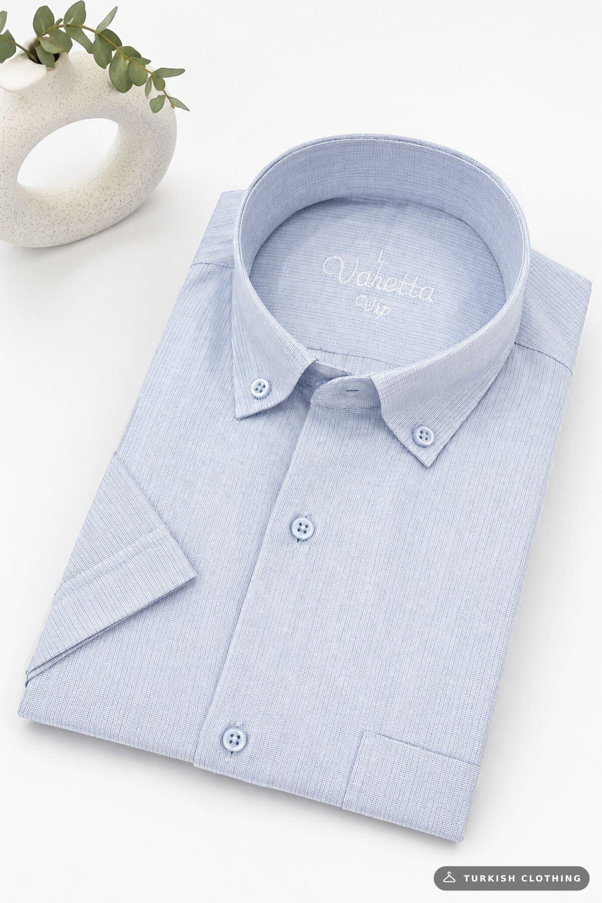 Varetta Men's Blue Short Sleeve Shirt with Collar Buttons and Pockets Summer – wholesale Shirts by Varetta, Turkish clothing