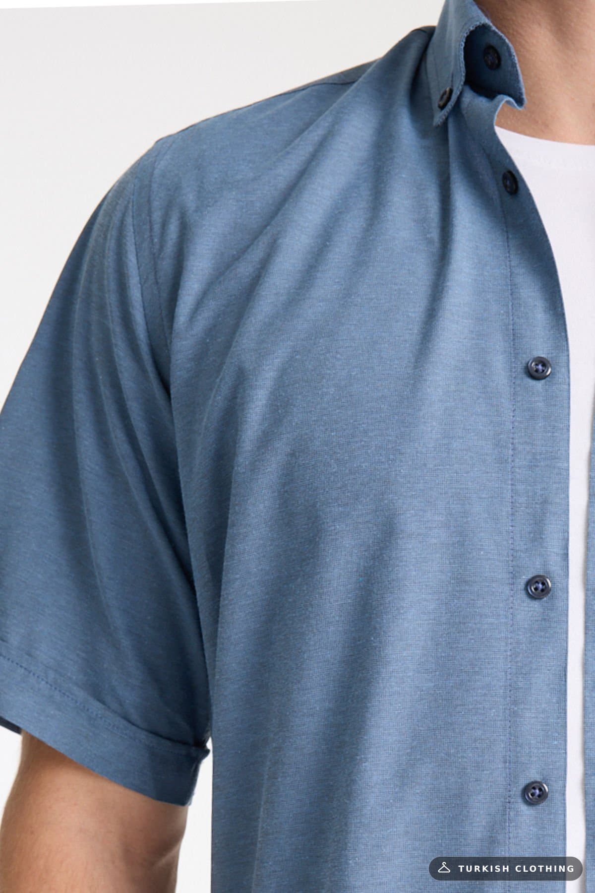 Varetta Men's Blue Short Sleeve Wide Cut Cotton Shirt with Pockets — Relaxed Fit Pocket – wholesale Shirts by Varetta,