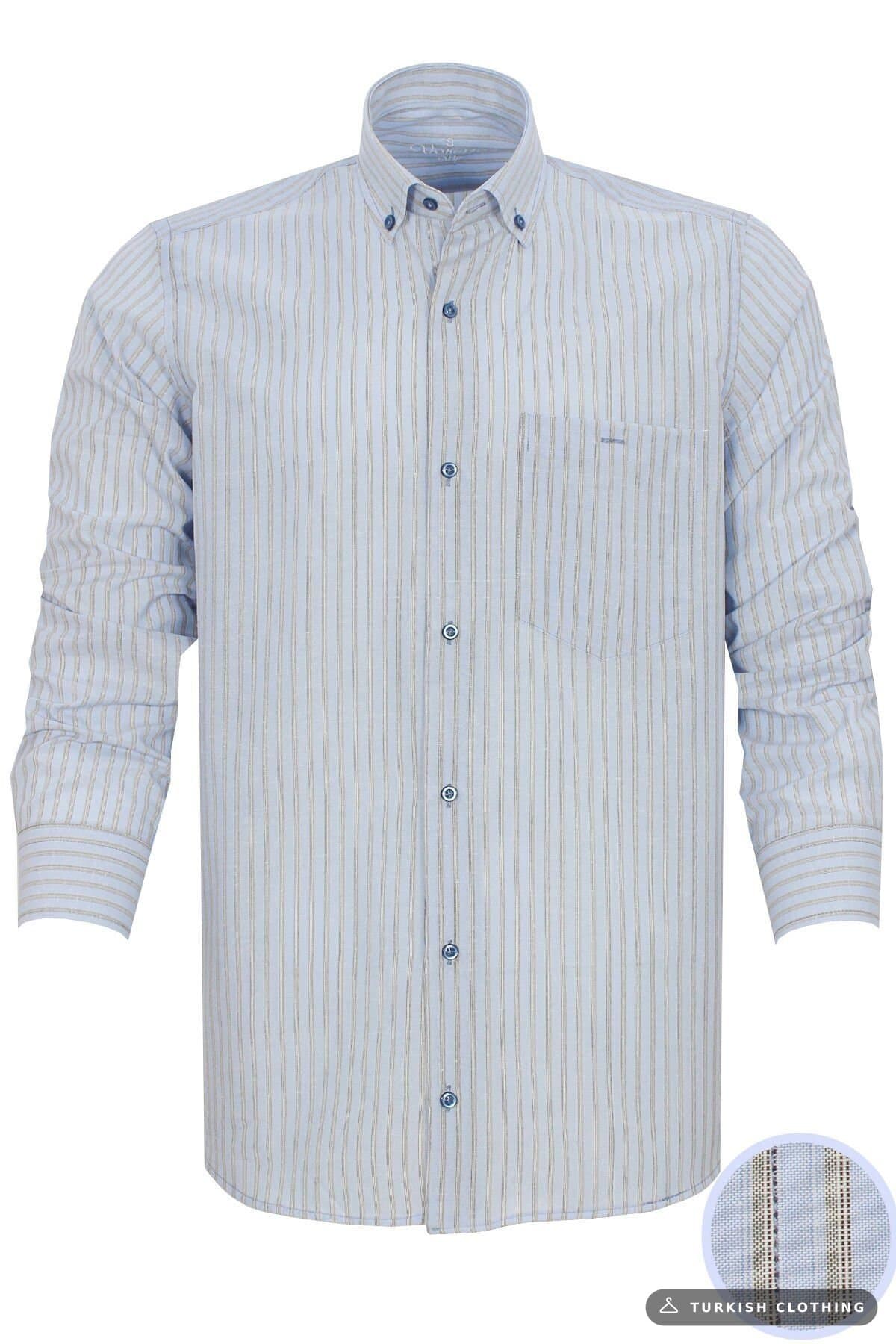 Varetta Men's Blue Striped Long Sleeve Shirt — Checked Classic Fit – wholesale Shirts by Varetta, Turkish clothing
