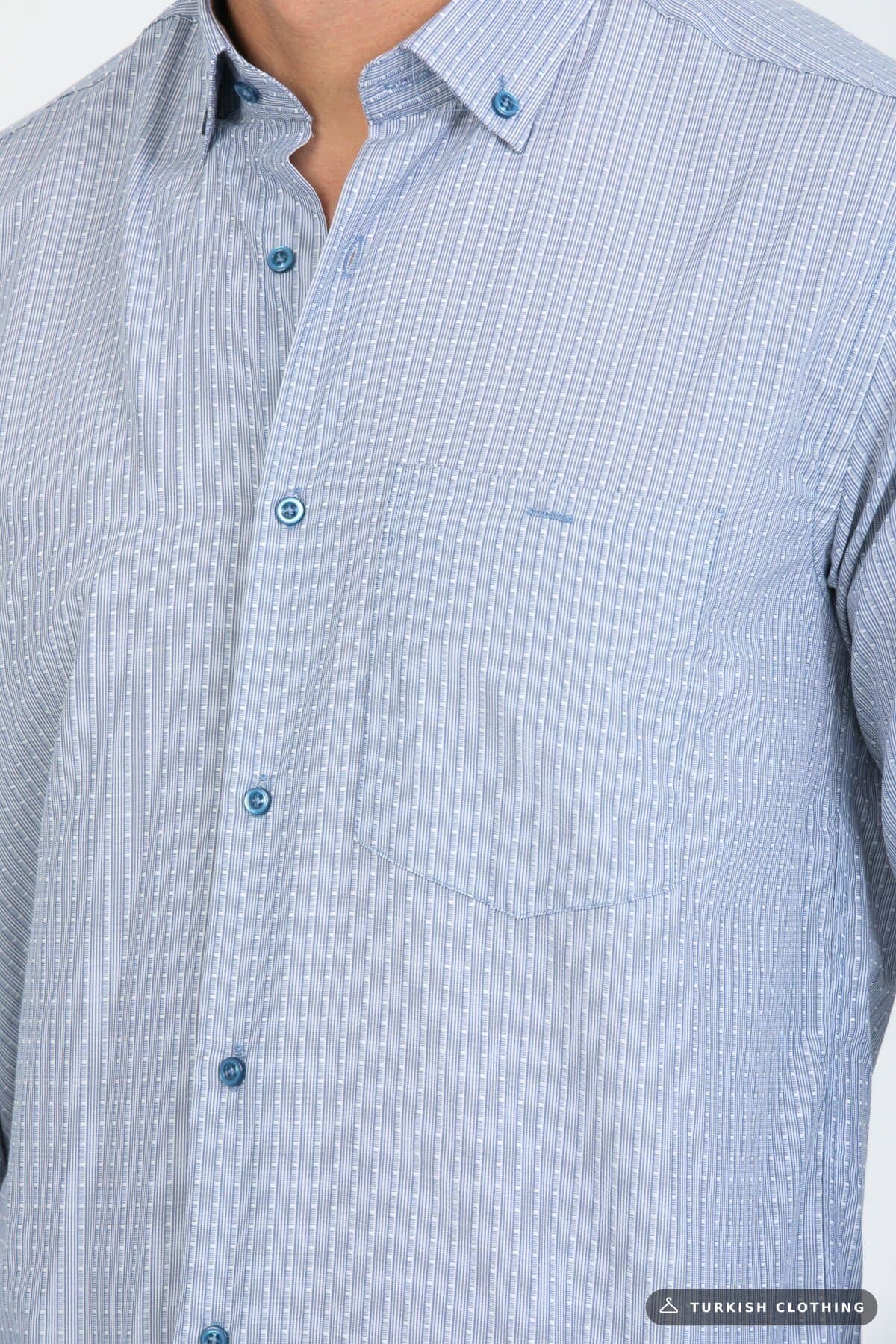 Varetta Men's Blue Striped Sleeve Classic Cut Collar Buttoned Shirt – wholesale Shirts by Varetta, Turkish clothing