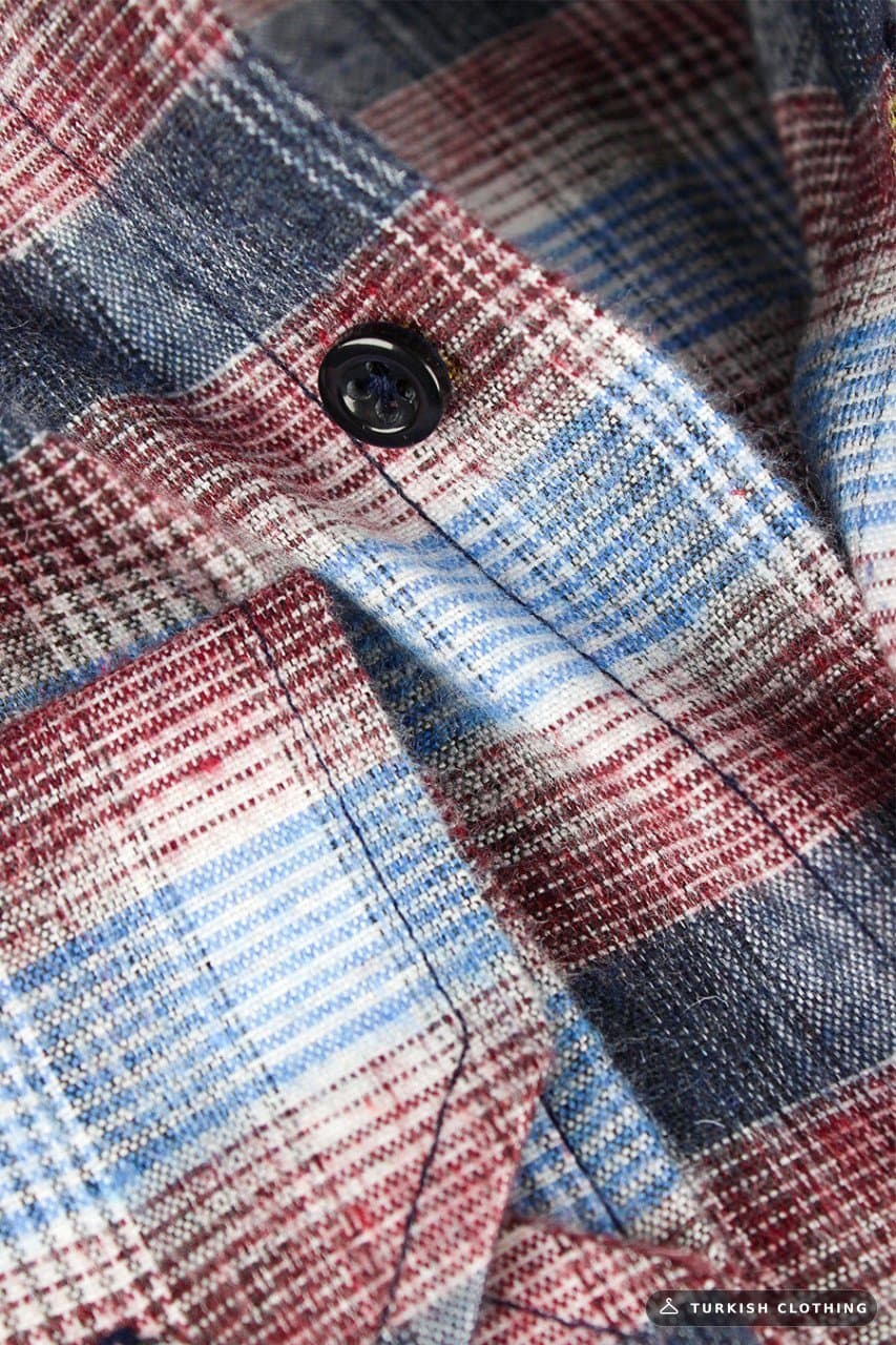 Varetta Men's Blue Wide Cut Winter Shirt with Pockets – wholesale Shirts by Varetta, Turkish clothing manufacturer