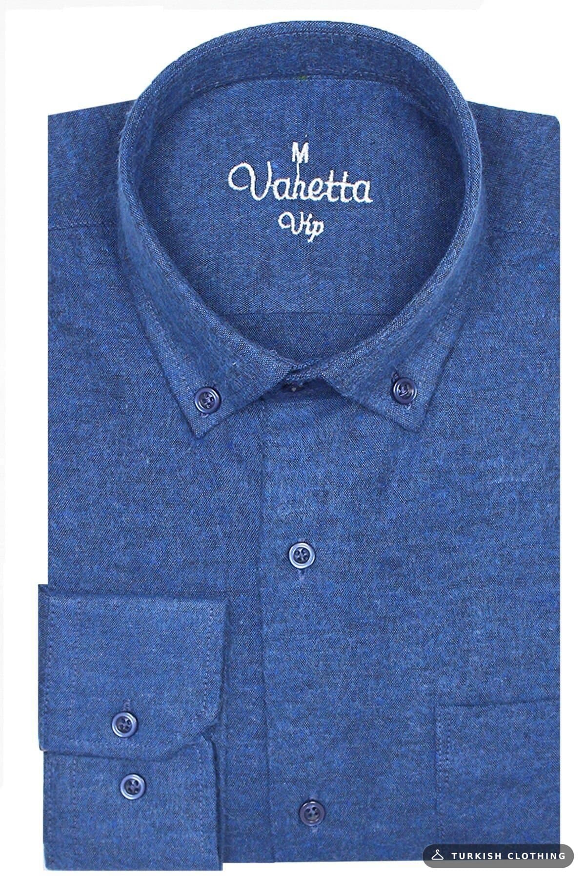 Varetta Men's Blue Winter Plain Long Sleeve Shirt – wholesale Shirts by Varetta, Turkish clothing manufacturer