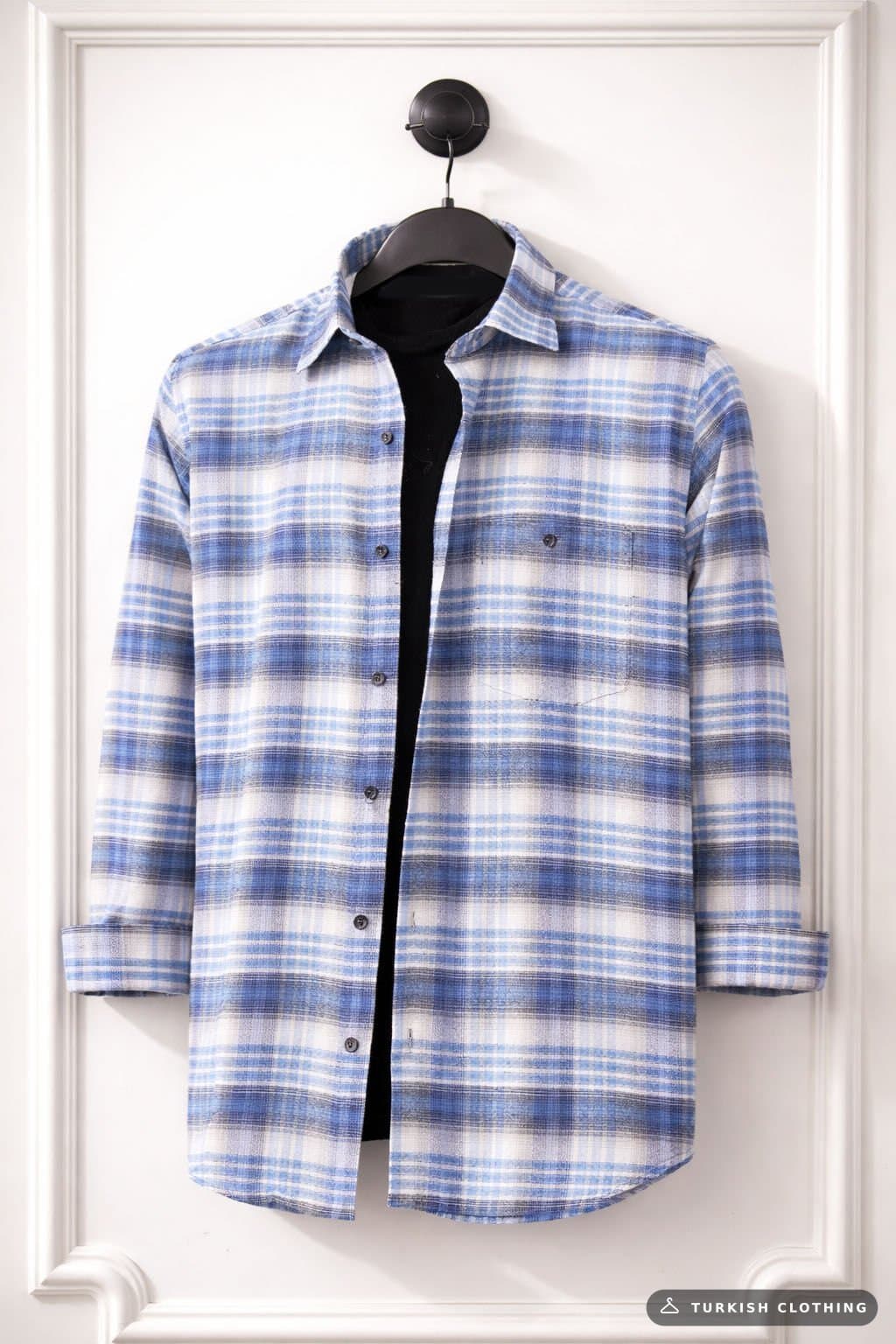 Varetta Men's Blue Winter Shirt Checked Classic Cut – wholesale Shirts by Varetta, Turkish clothing manufacturer