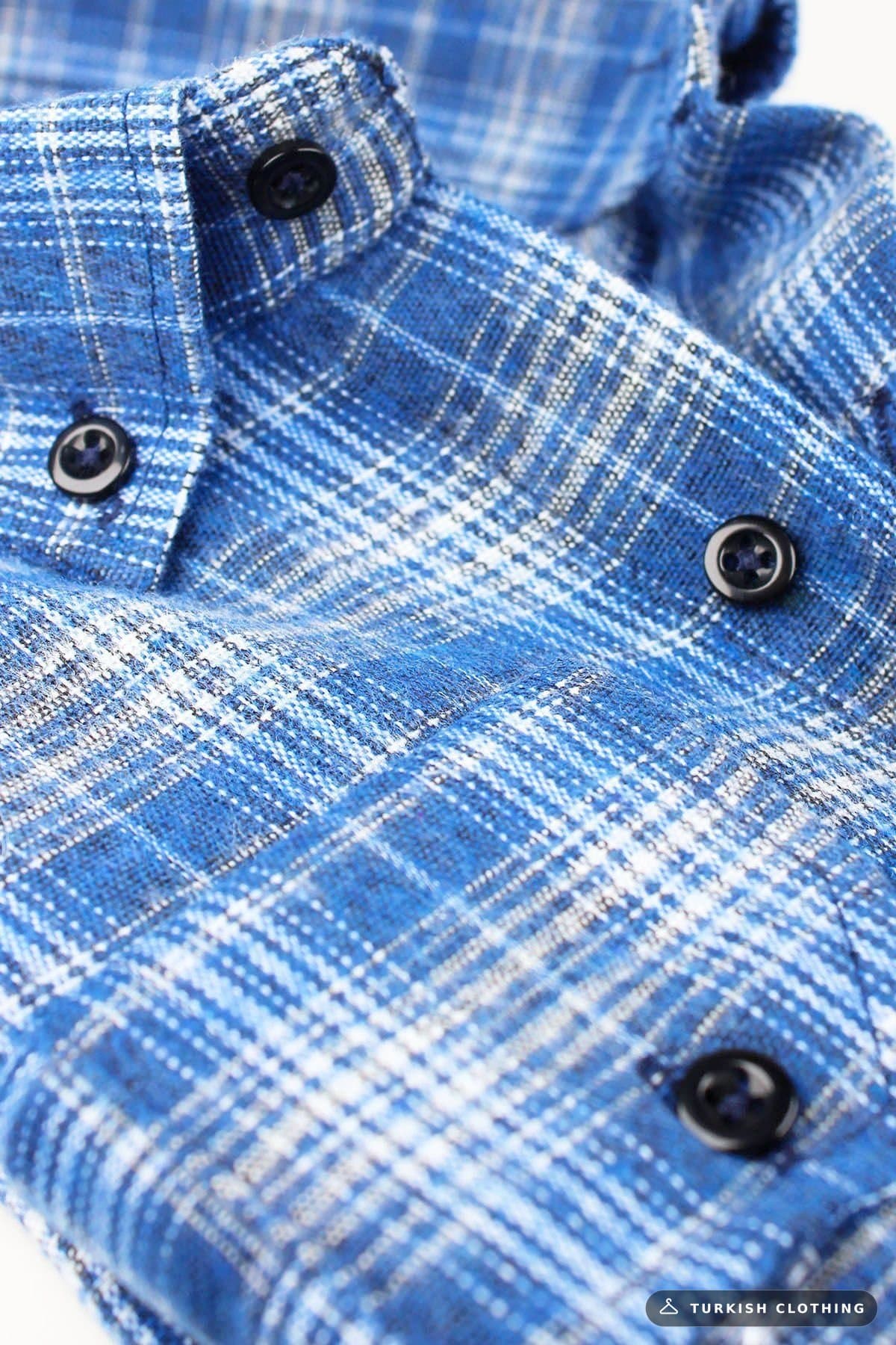Varetta Men's Blue Winter Shirt Checked Classic Cut Collar Buttoned – wholesale Shirts by Varetta, Turkish clothing