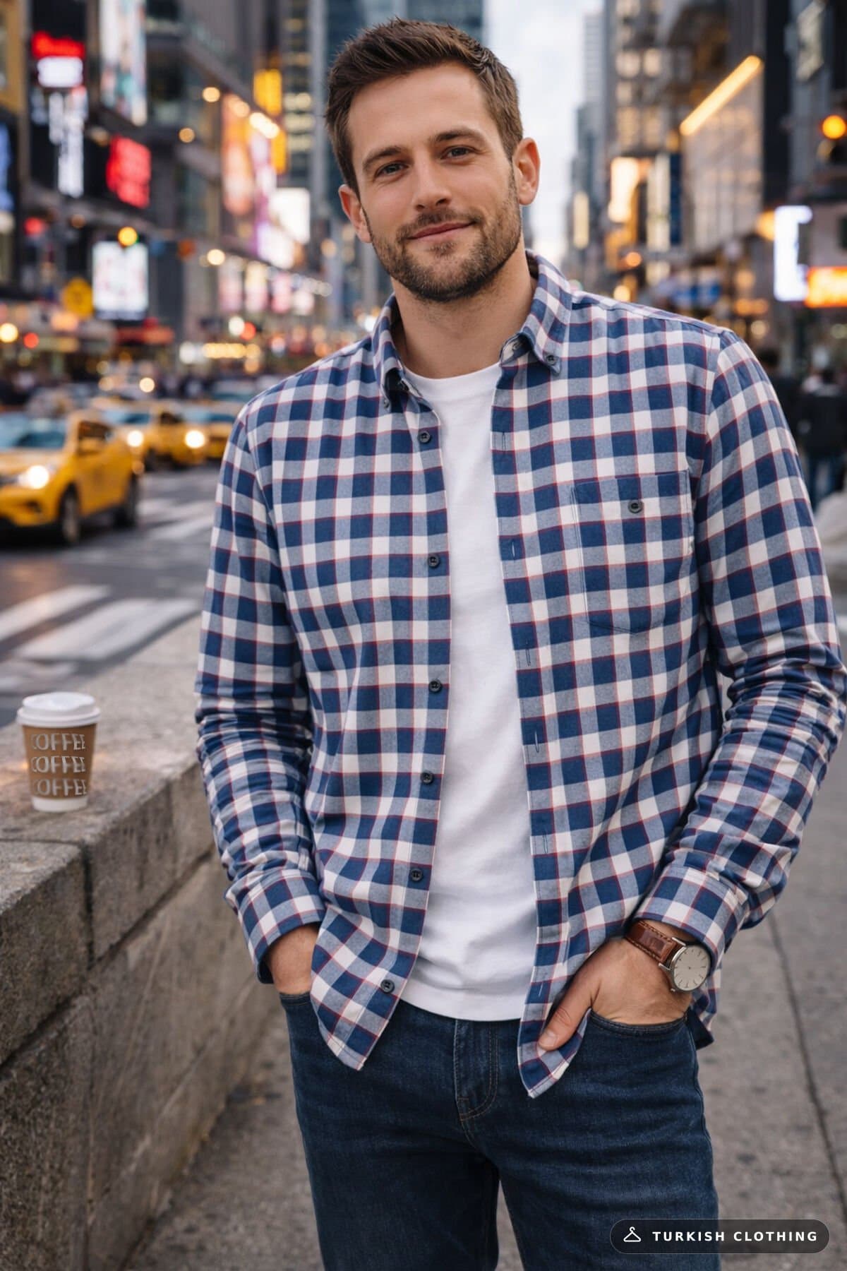 Varetta Men's Blue Winter Shirt Checkered Woolen Wide Cut with Pockets — Checked Pocket – wholesale Shirts by Varetta,