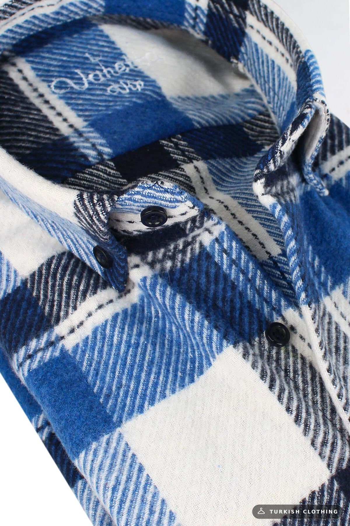 Varetta Men's Blue Winter Thick Checkered Lumberjack Shirt – Oversize Model with Pockets – wholesale Shirts by Varetta,