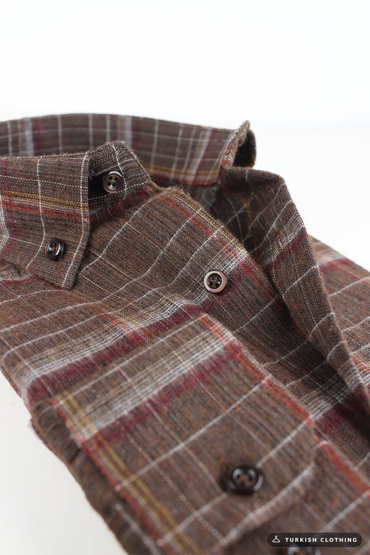 Varetta Men's Brown Checkered Classic Cut Winter Shirt – wholesale Shirts by Varetta, Turkish clothing manufacturer