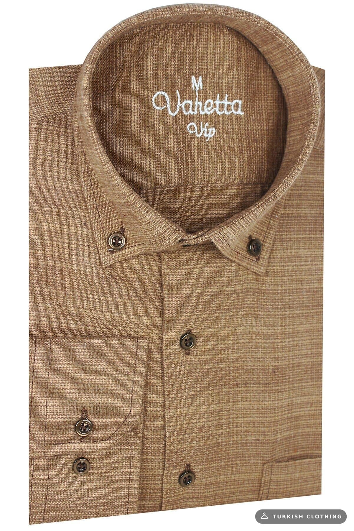 Varetta Men's Brown Long Sleeve Checked Collar Buttoned Winter — Classic Fit (3) – wholesale Shirts by Varetta, Turkish