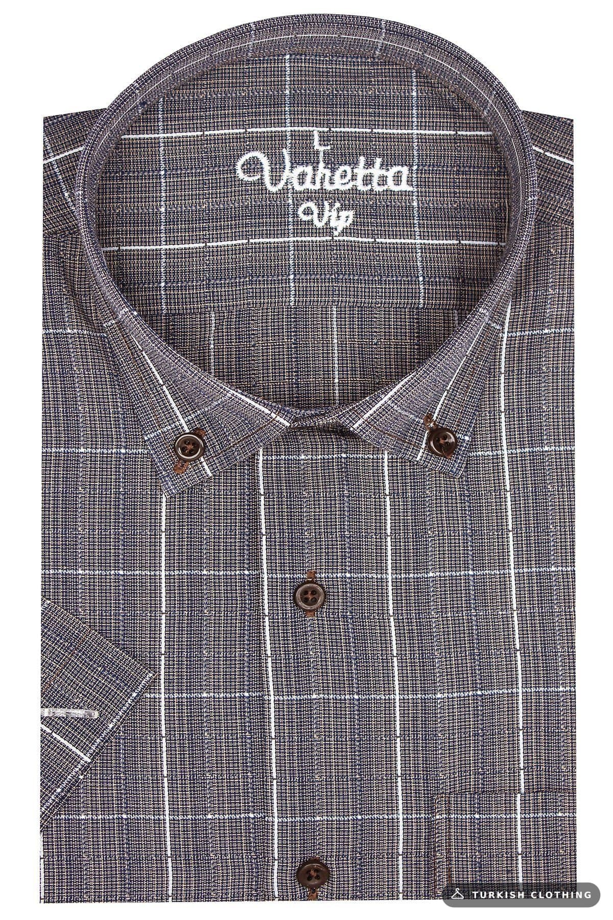 Varetta Men's Brown Short Sleeve Collar Buttoned Shirt – wholesale Shirts by Varetta, Turkish clothing manufacturer