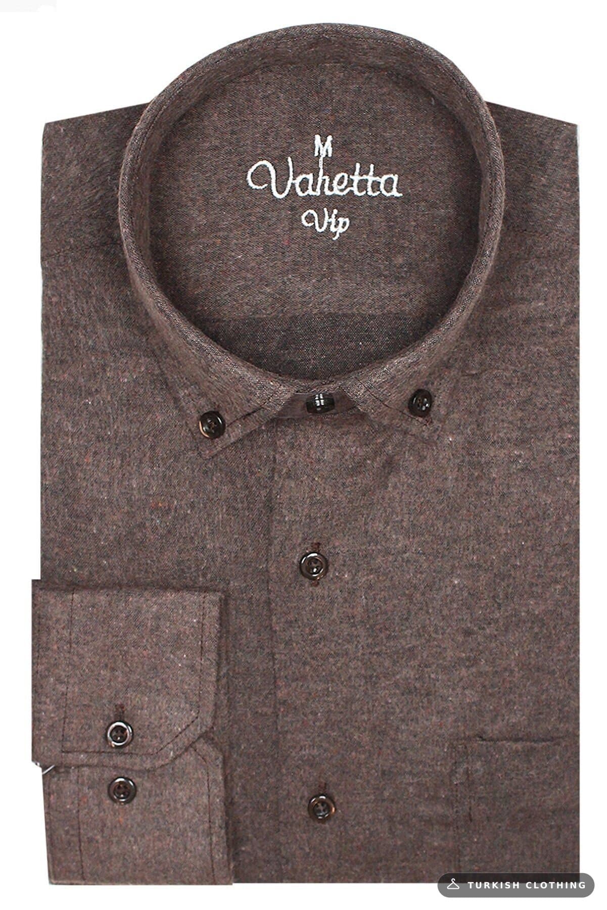 Varetta Men's Brown Winter Pocket Collar Buttoned Shirt – wholesale Shirts by Varetta, Turkish clothing manufacturer