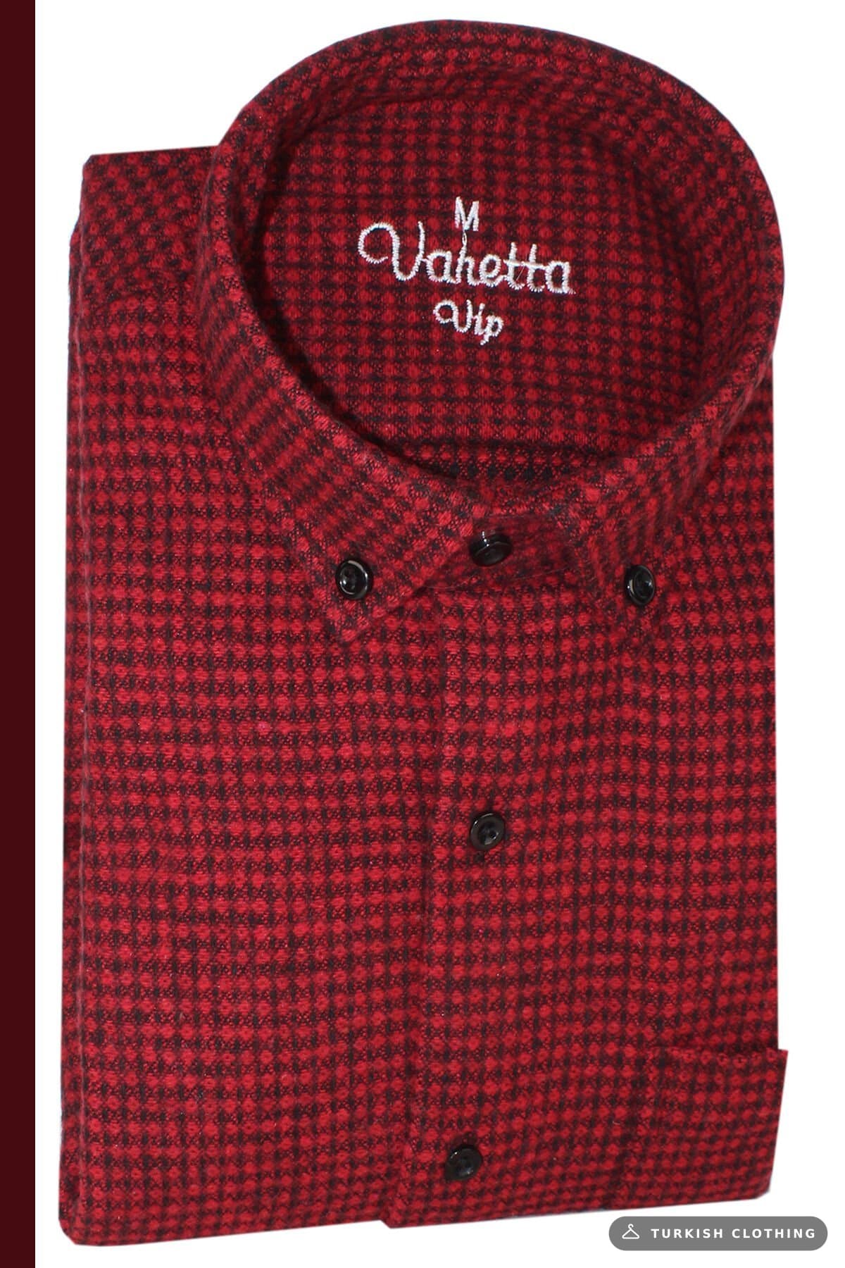 Varetta Men's Burgundy Winter Thick Checkered Lumberjack Shirt – Oversize — Checked Pocket – wholesale Shirts by Varetta,
