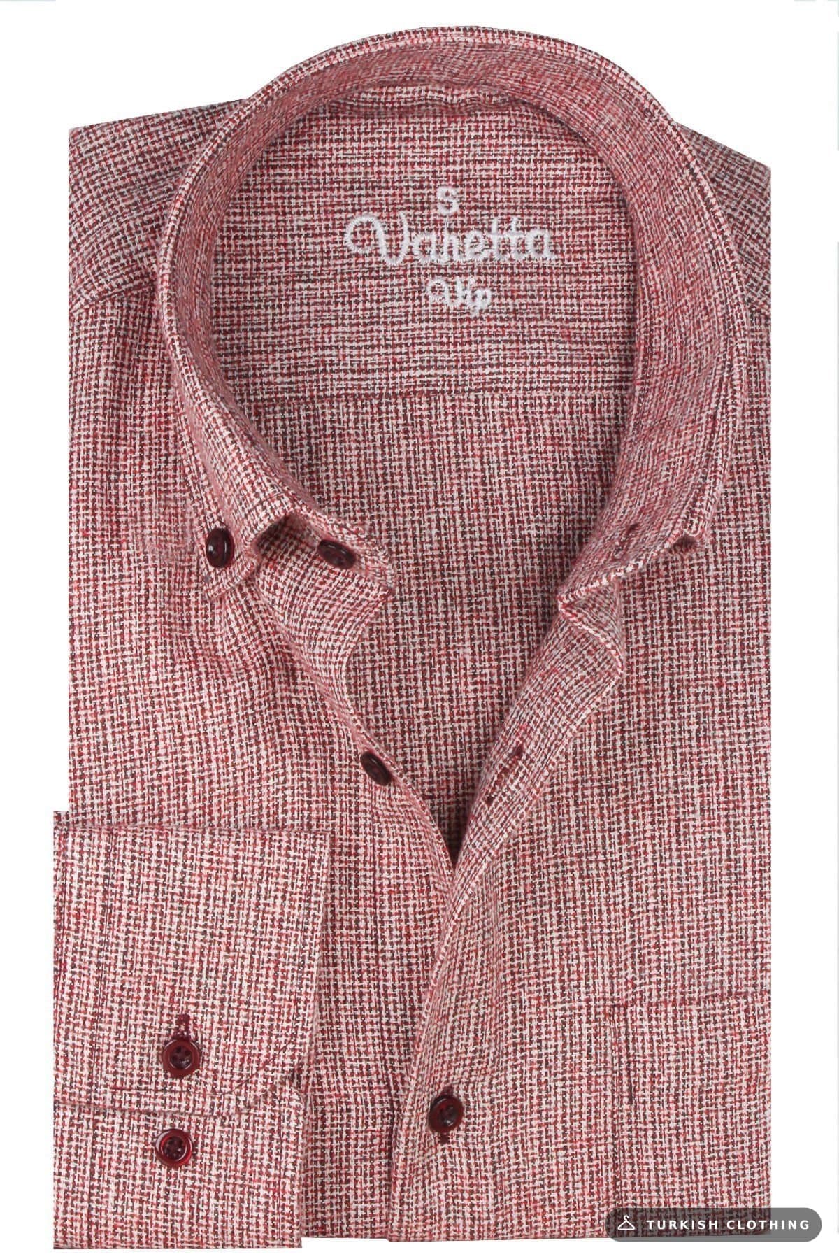 Varetta Men's Burgundy Winter Wide Cut Pocket Shirt — Relaxed Fit – wholesale Shirts by Varetta, Turkish clothing