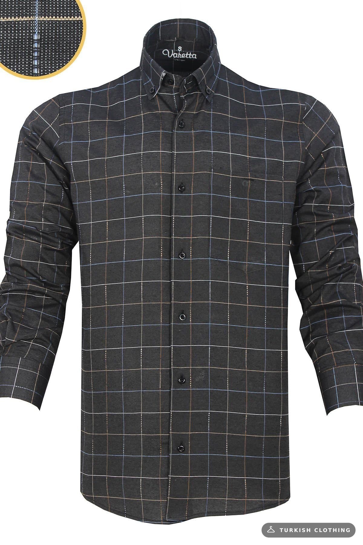 Varetta Men's Checkered Black Long Sleeve Classic Cut Collar Buttoned Shirt – wholesale Shirts by Varetta, Turkish clothing