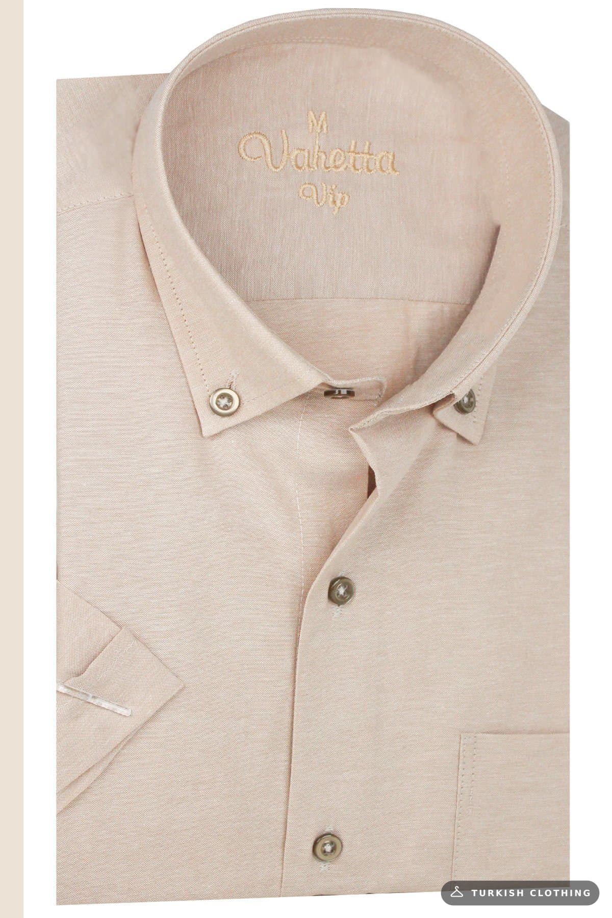 Varetta Men's Cream Beige Short Sleeve Wide Cut Cotton Shirt with Pockets – wholesale Shirts by Varetta, Turkish clothing