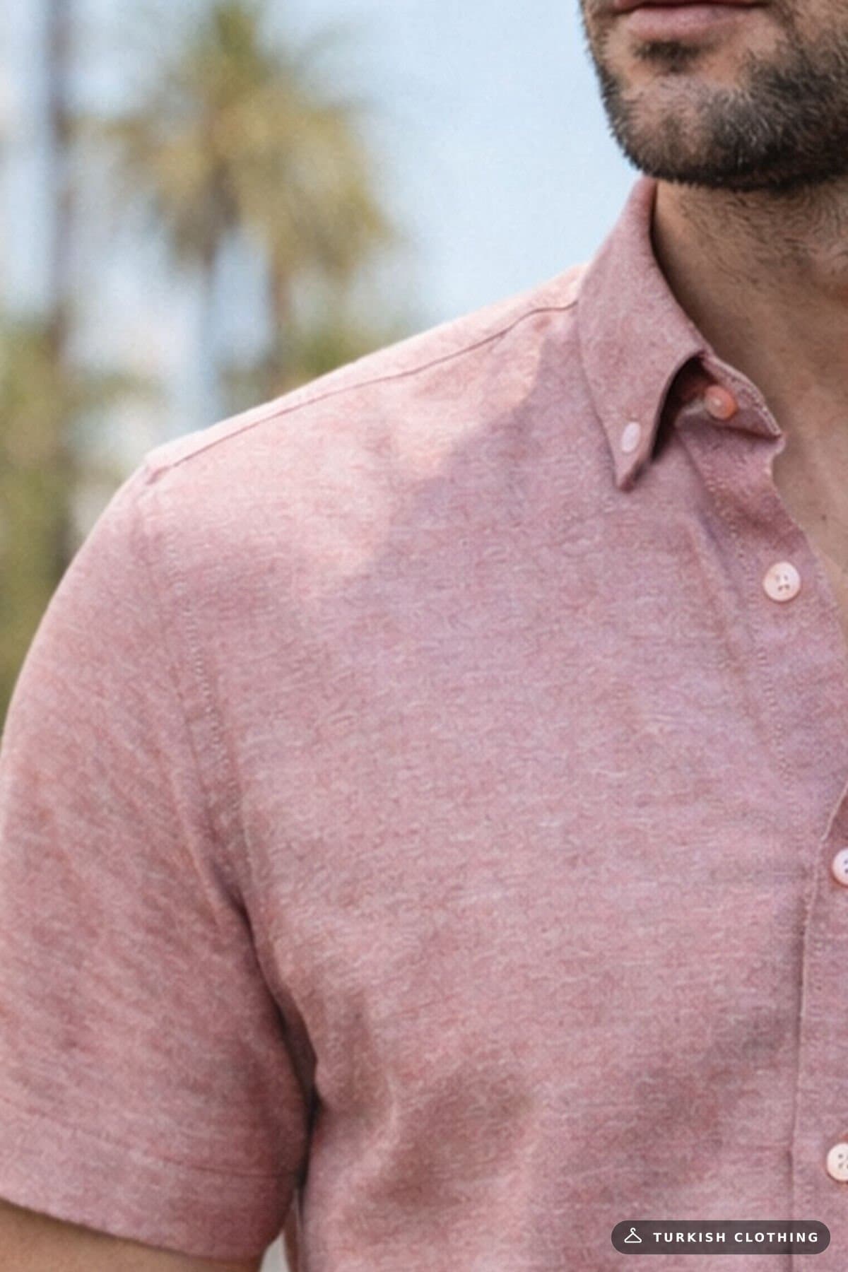 Varetta Men's Dusty Rose Color Short Sleeve Wide Cut Cotton Shirt with Pockets – wholesale Shirts by Varetta, Turkish