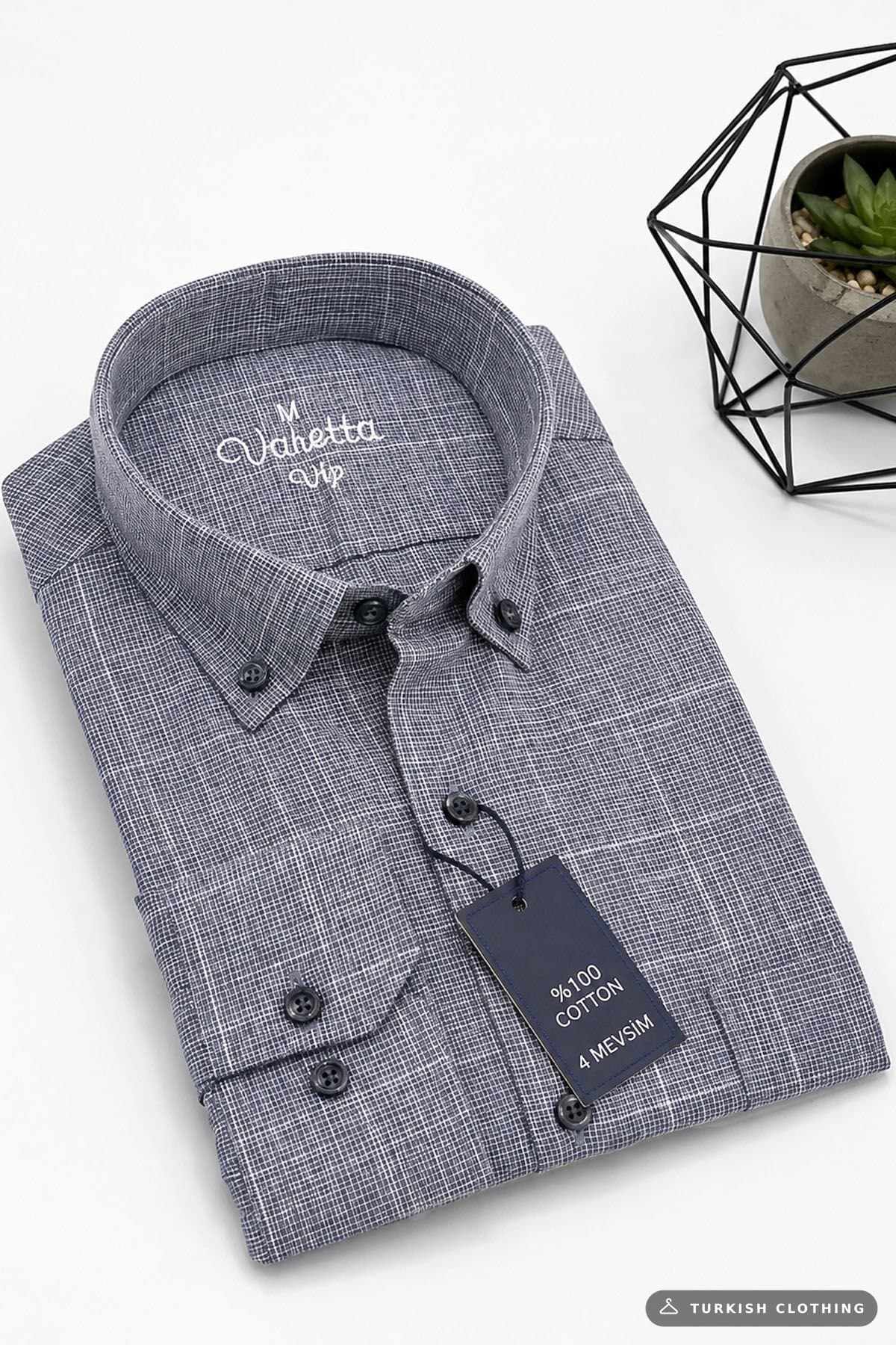 Varetta Men's Gray 100% Cotton Shirt Long Sleeve Comfortable Cut Single Pocket Classic – wholesale Shirts by Varetta,