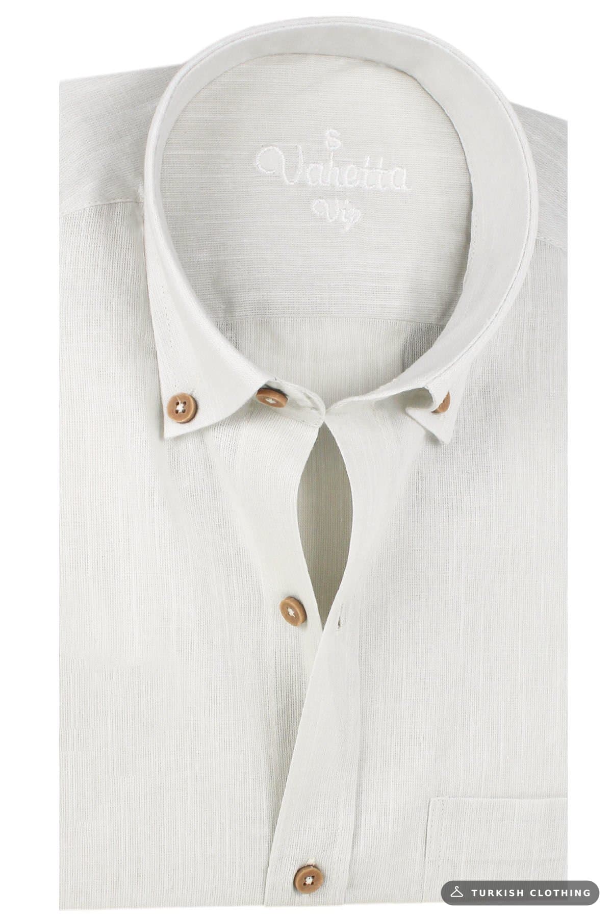 Varetta Men's Gray Linen Shirt | 100% Cotton, Long Sleeve, Wide Cut, Single Pocket – wholesale Shirts by Varetta, Turkish
