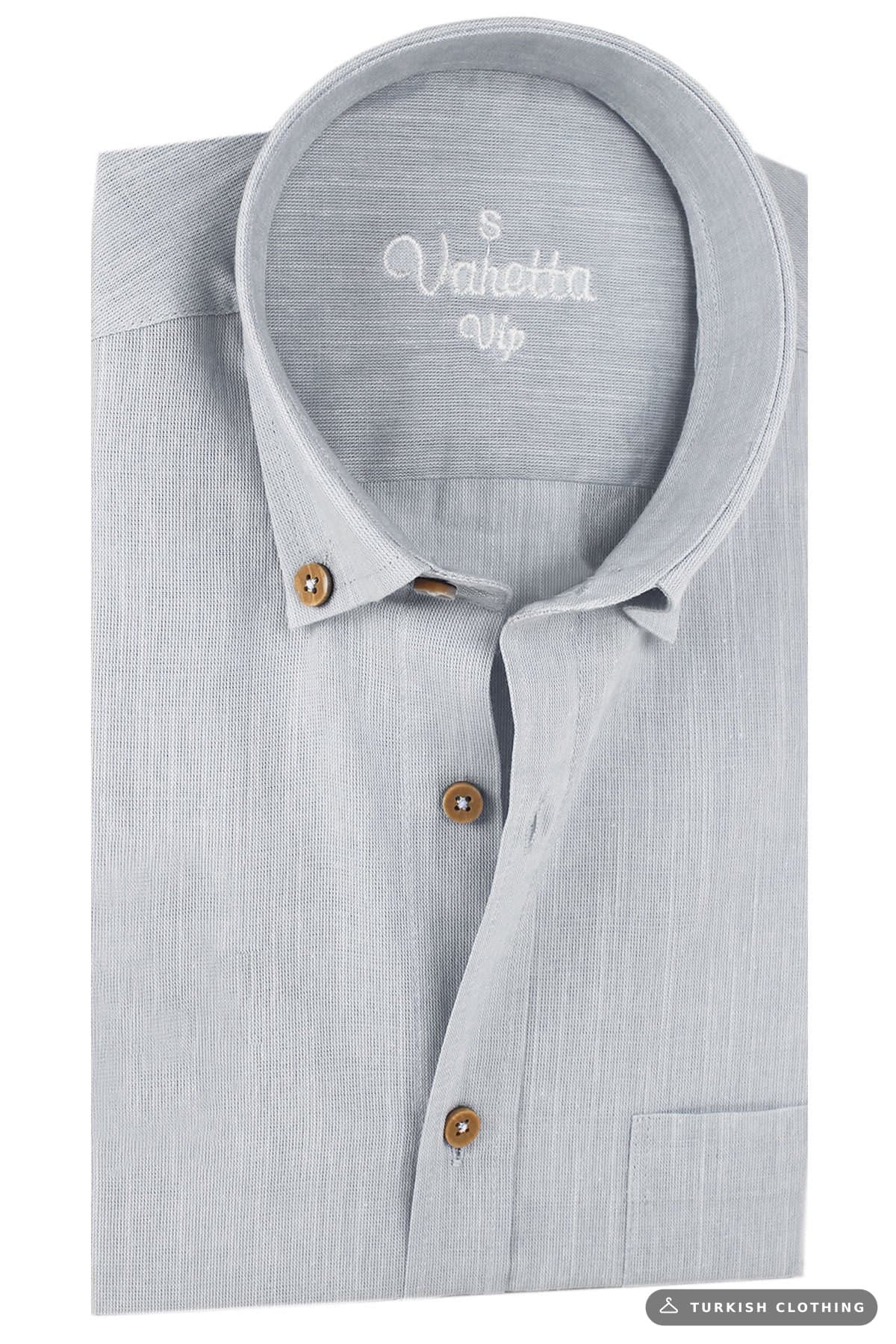 Varetta Men's Gray Linen Shirt | 100% Cotton, Long Sleeve, Wide Cut, Single — Relaxed Fit – wholesale Shirts by Varetta,