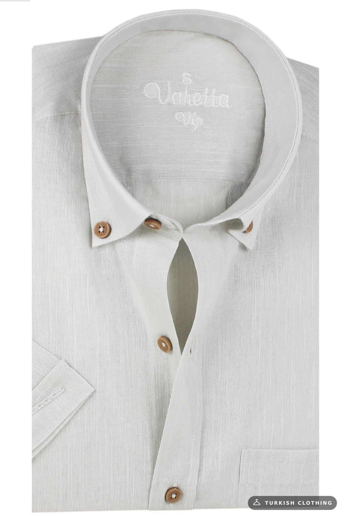 Varetta Men's Gray Linen Short Sleeve Shirt with Pockets – wholesale Shirts by Varetta, Turkish clothing manufacturer