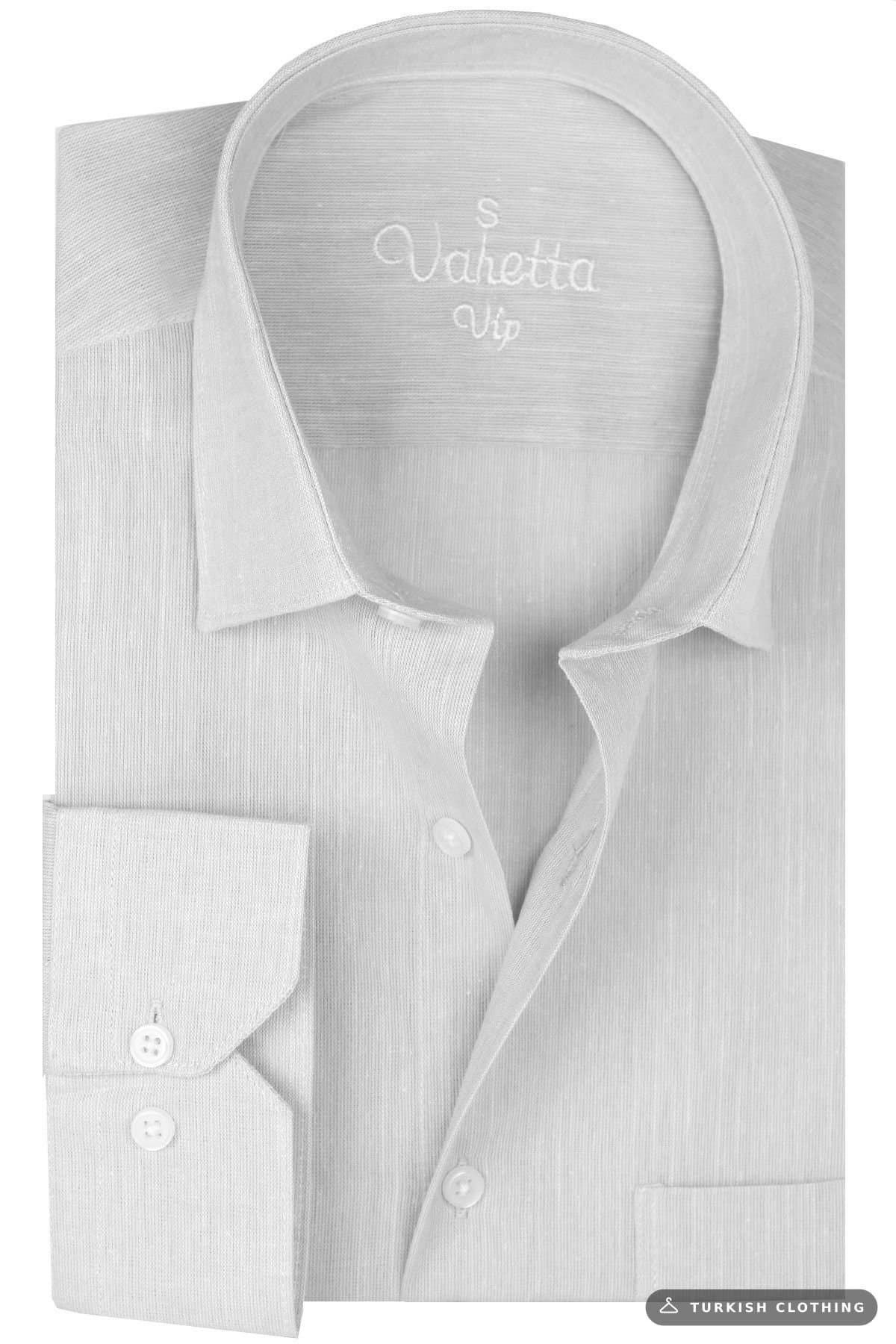 Varetta Men's Gray Long Sleeve Linen Effect Pocket Cotton Shirt (2) – wholesale Shirts by Varetta, Turkish clothing