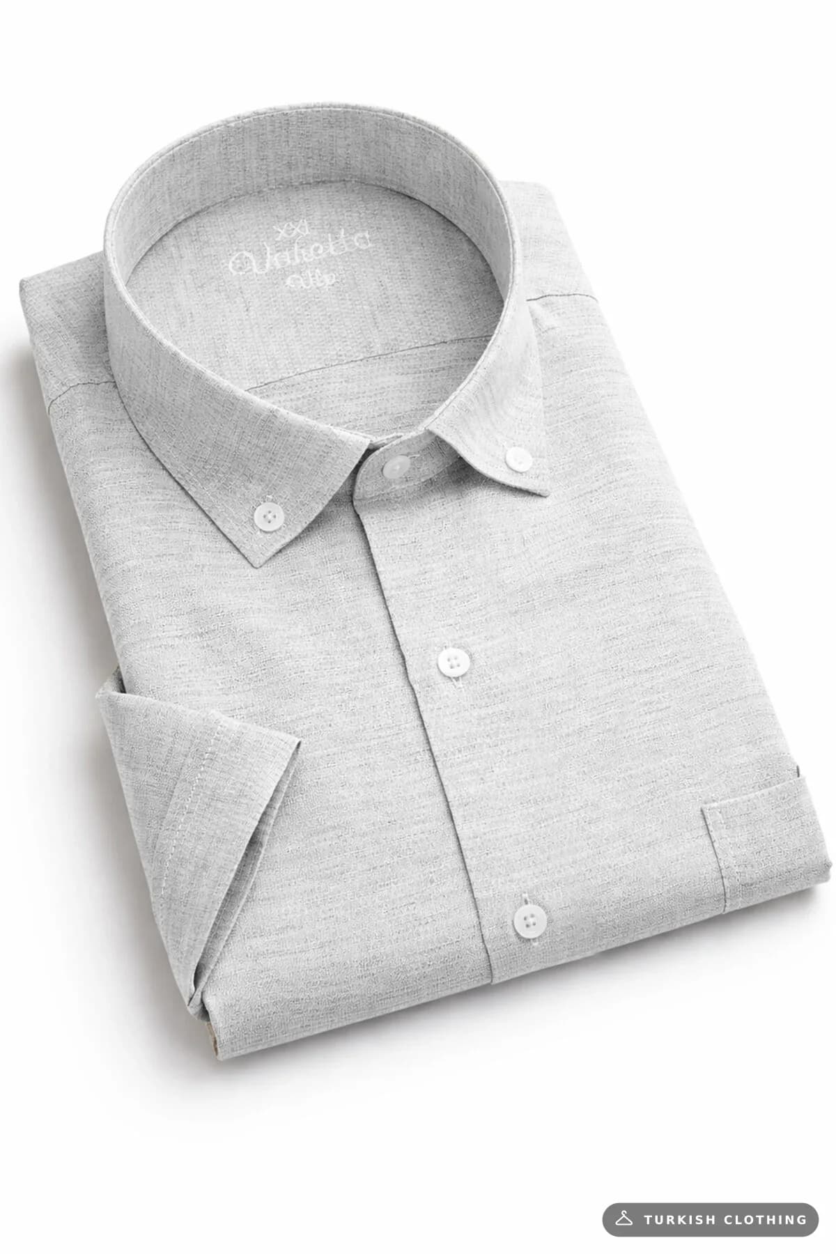 Varetta Men's Gray Short Sleeve Shirt Large Size Collar Buttoned – wholesale Shirts by Varetta, Turkish clothing manufacturer
