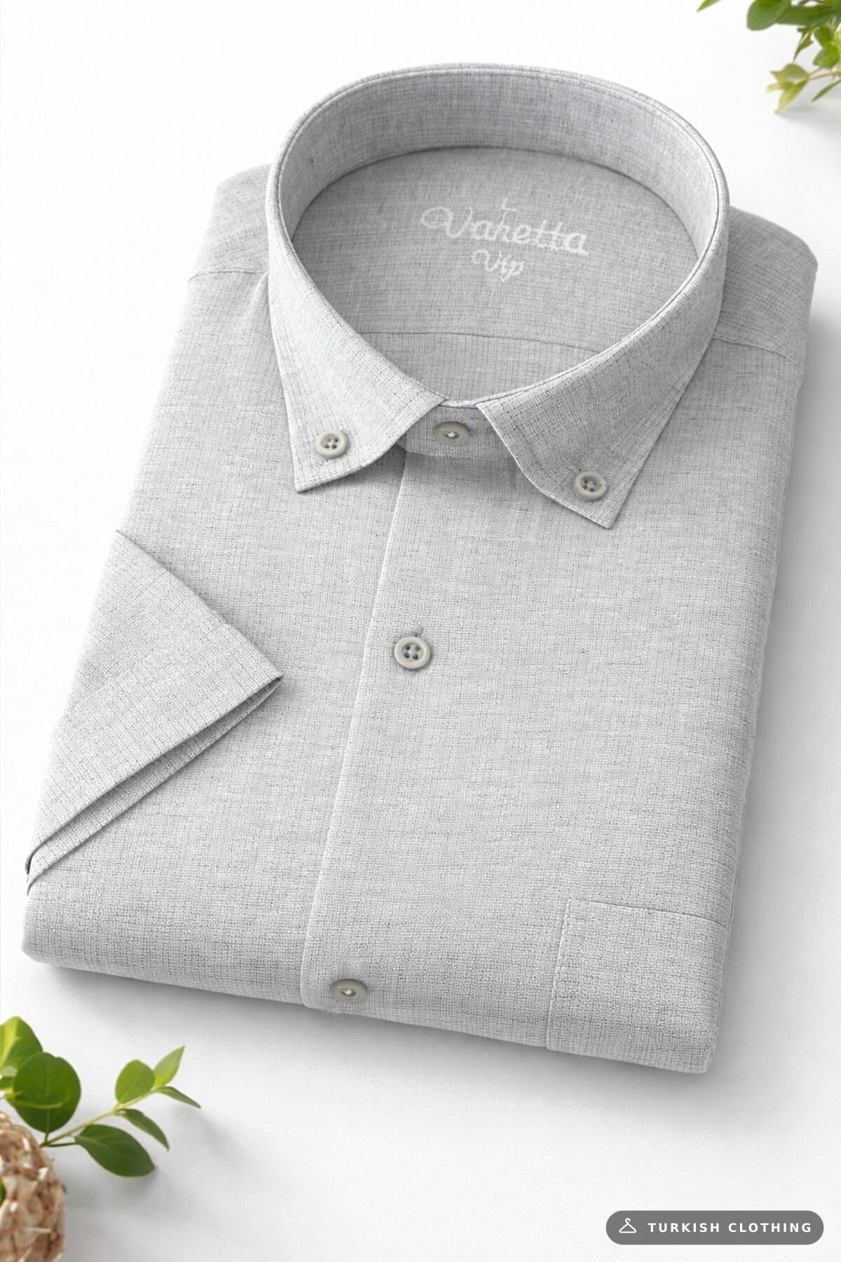 Varetta Men's Gray Short Sleeve Shirt Wide Cut Cotton with Pockets – wholesale Shirts by Varetta, Turkish clothing