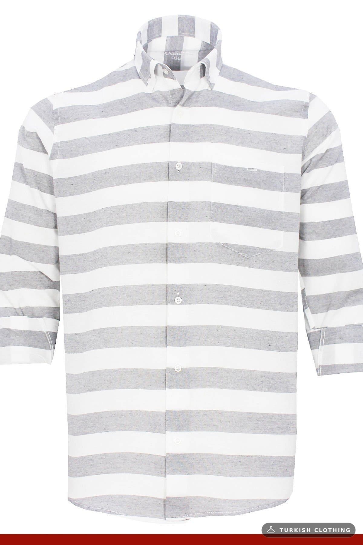 Varetta Men's Gray Striped Long Sleeve Classic Cut Shirt Light – wholesale Shirts by Varetta, Turkish clothing manufacturer