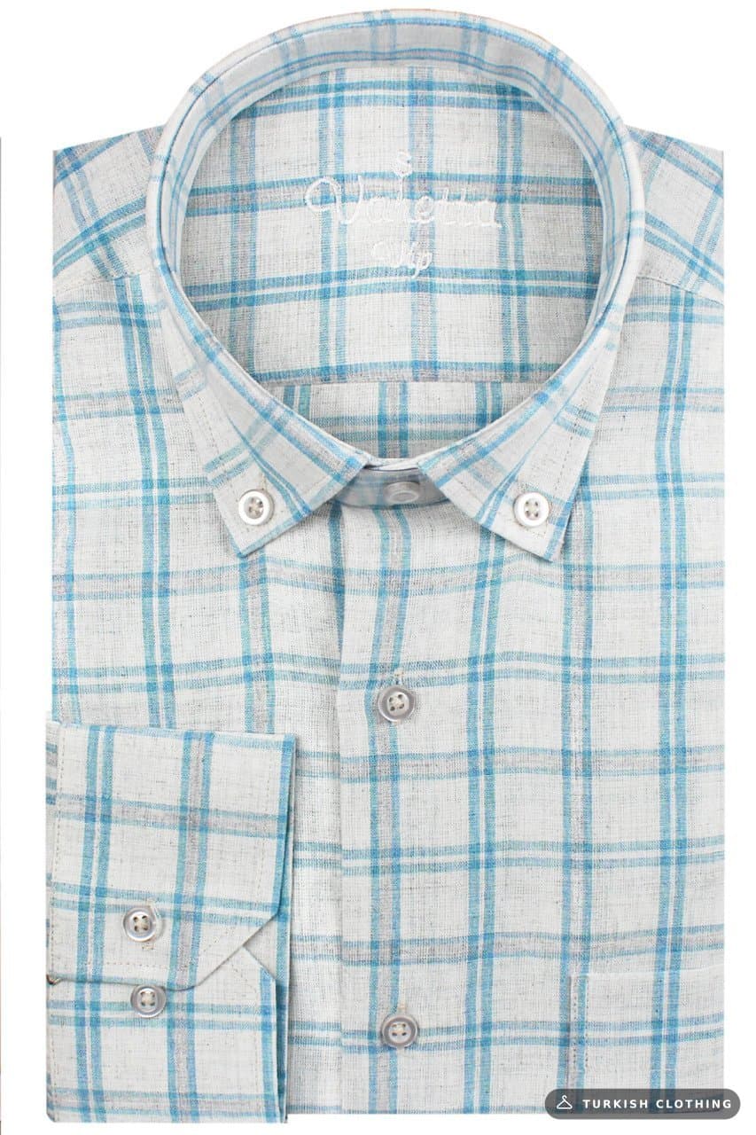 Varetta Men's Green 100% Cotton Long Sleeve Checked Shirt – wholesale Shirts by Varetta, Turkish clothing manufacturer