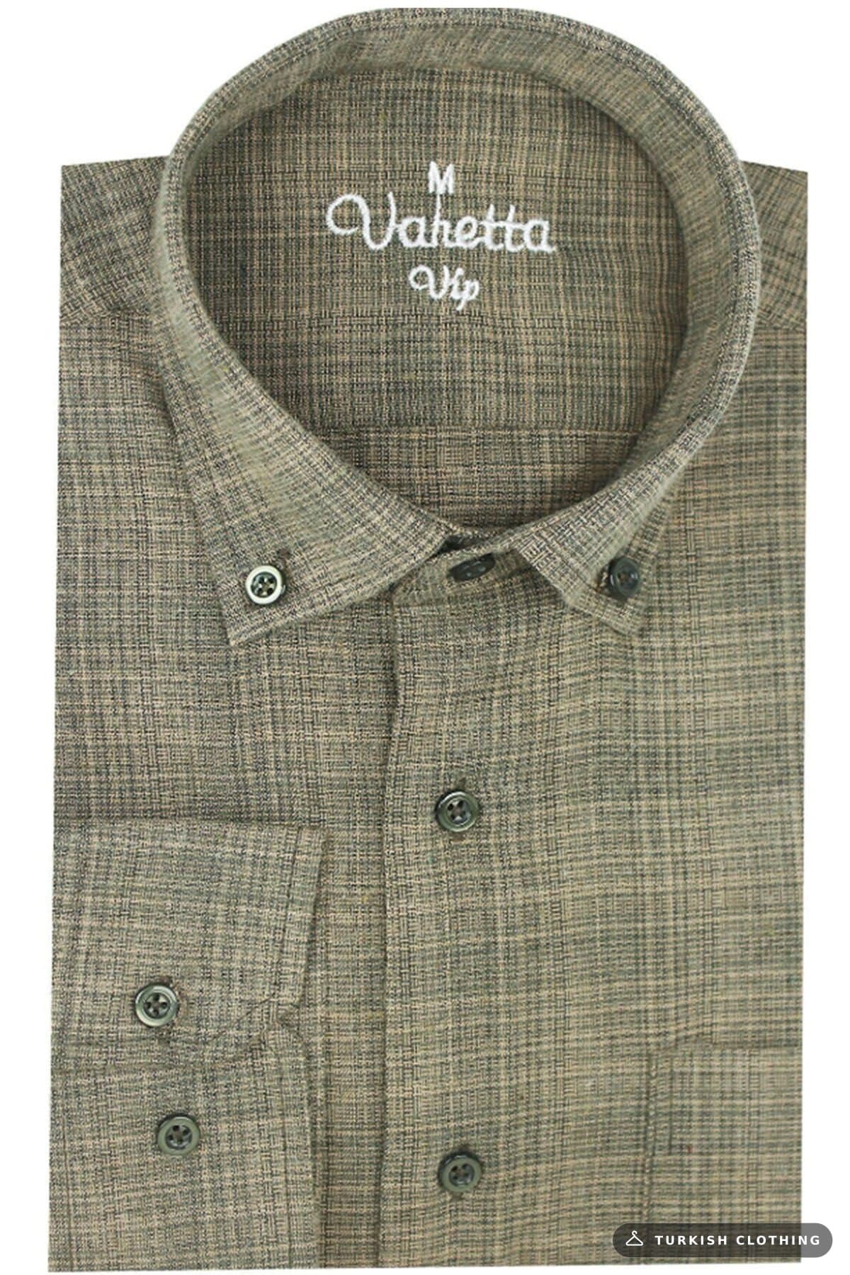 Varetta Men's Green Checkered Classic Cut Winter Shirt – wholesale Shirts by Varetta, Turkish clothing manufacturer