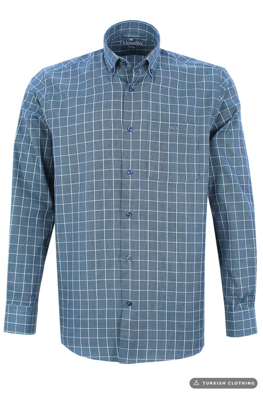 Varetta Men's Green Classic Cut Collar Buttoned Long Sleeve Shirt – wholesale Shirts by Varetta, Turkish clothing