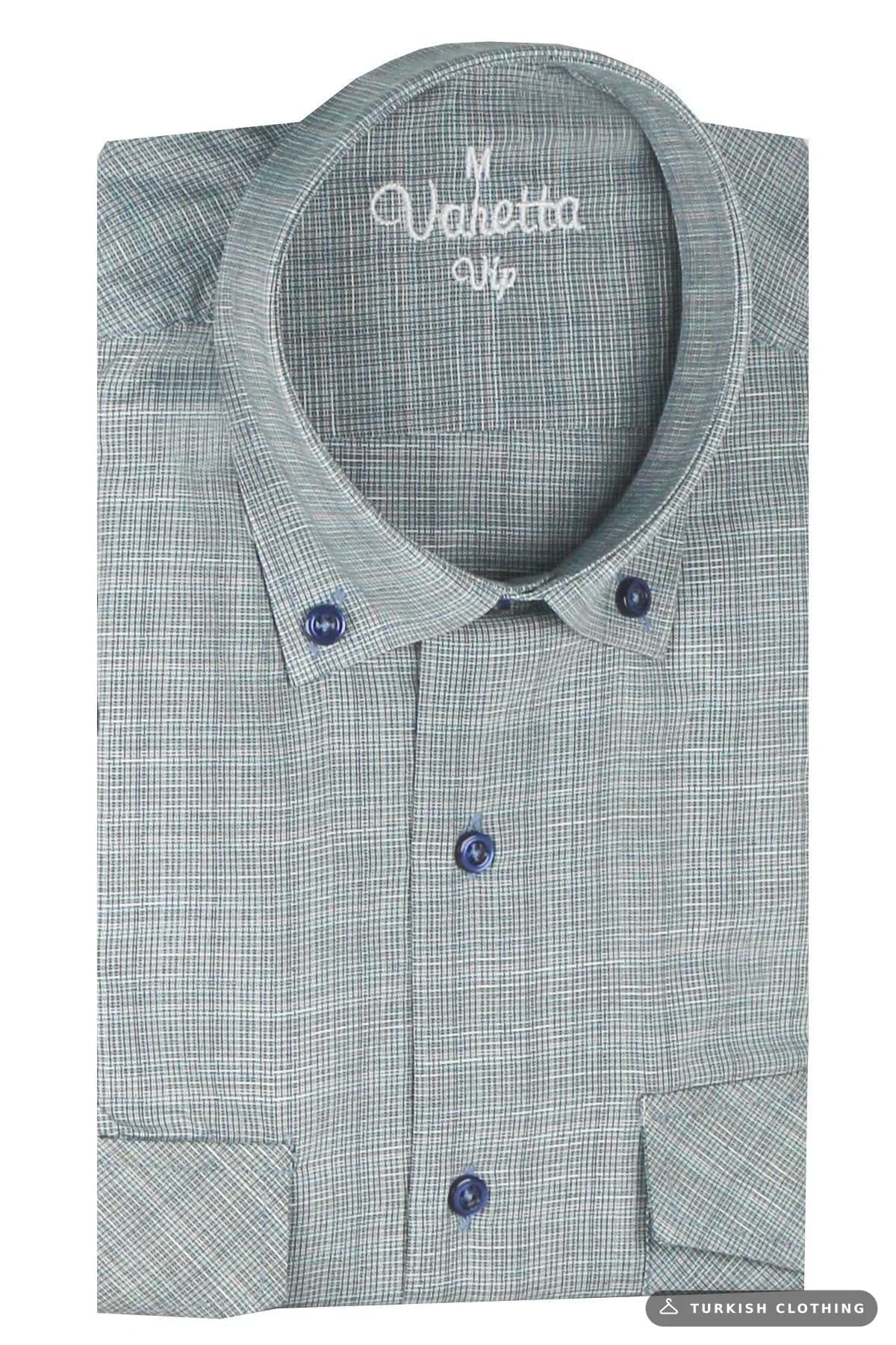 Varetta Men's Green Double Pocket Long Sleeve Shirt