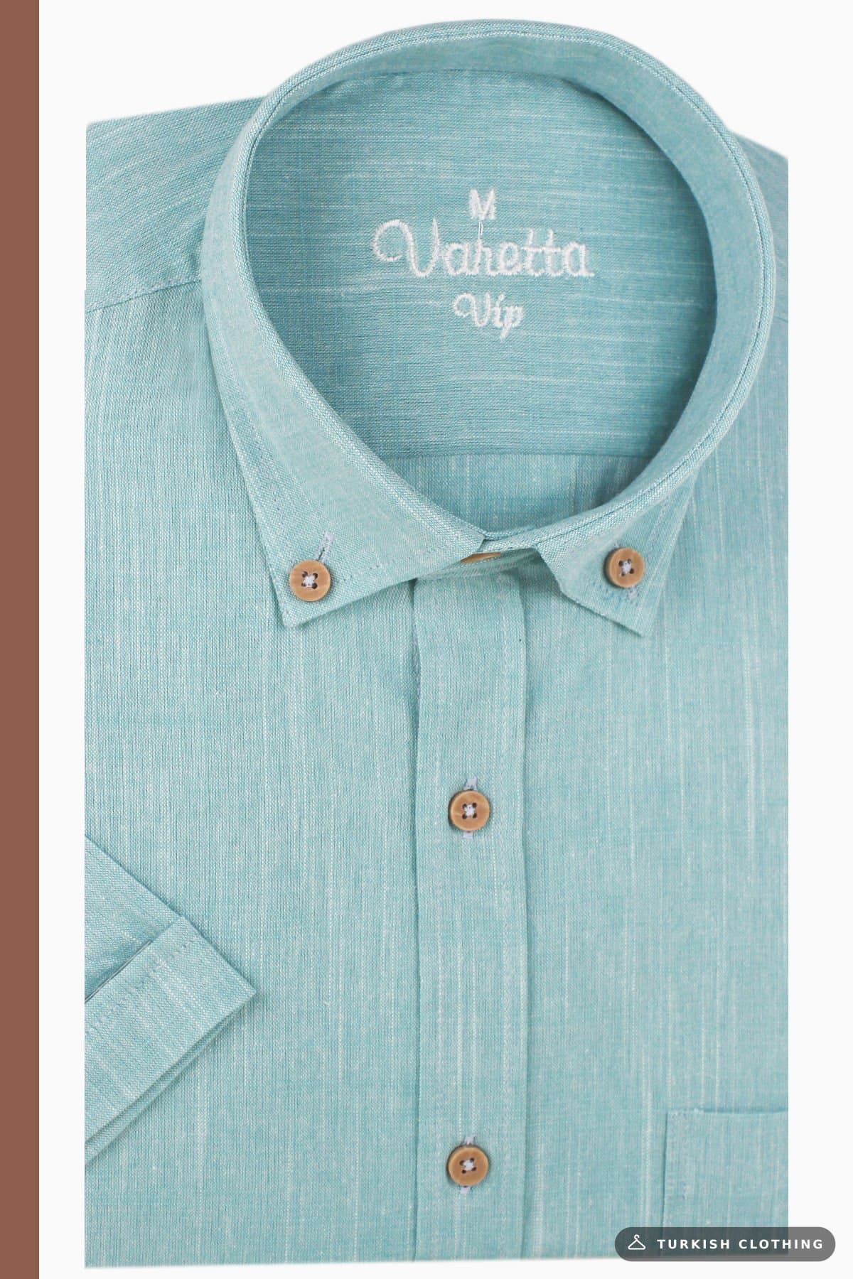 Varetta Men's Green Linen Short Sleeve Shirt with Pockets – wholesale Shirts by Varetta, Turkish clothing manufacturer