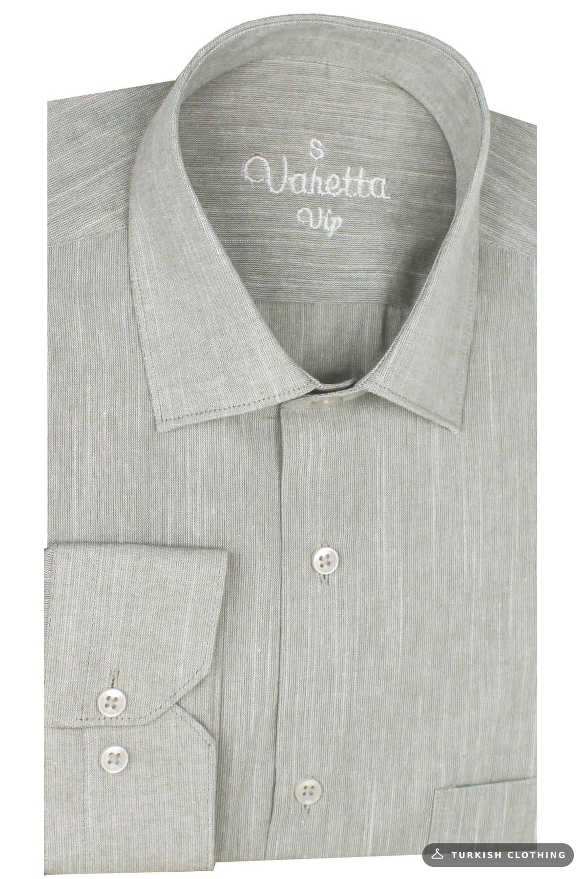 Varetta Men's Green Long Sleeve Linen Effect Pocket Cotton Shirt (2) – wholesale Shirts by Varetta, Turkish clothing