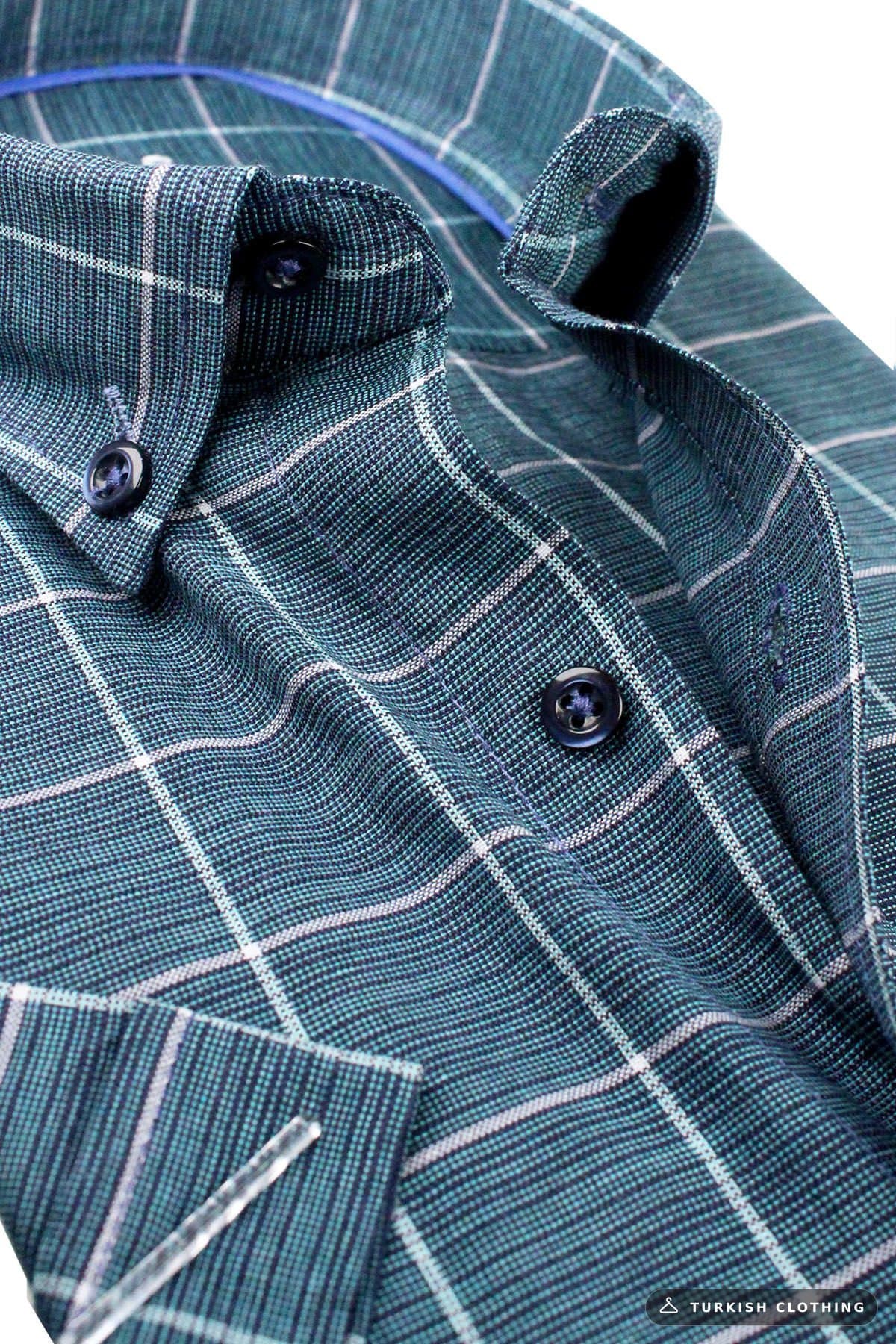 Varetta Men's Green Short Sleeve Pocket Wide Cut Cotton Summer — Relaxed Fit Checked – wholesale Shirts by Varetta, Turkish