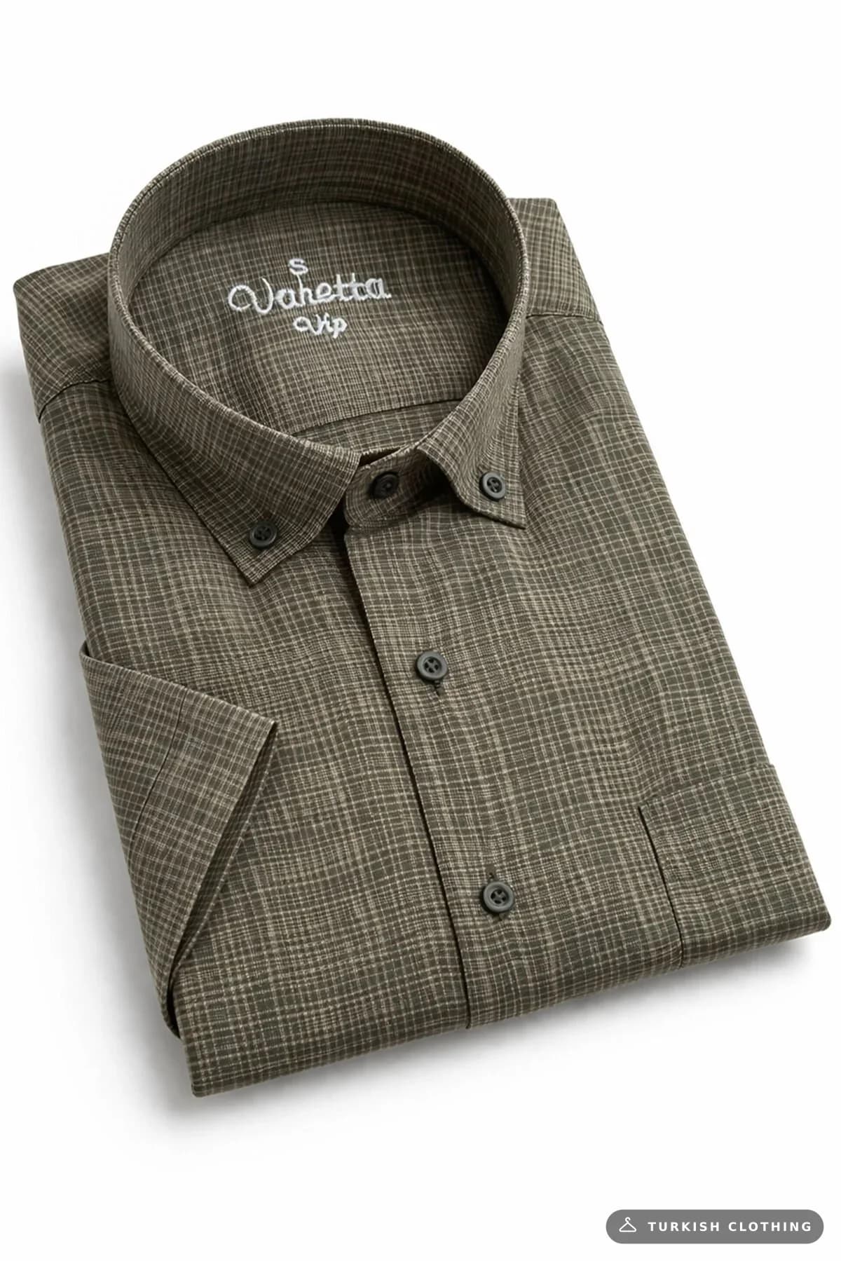 Varetta Men's Green Short Sleeve Shirt Cotton Pocket Summer – wholesale Shirts by Varetta, Turkish clothing manufacturer